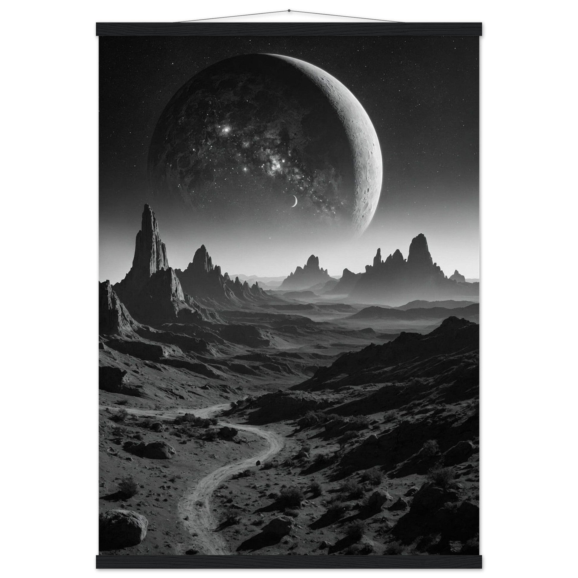 Premium Matte Paper Poster with Hanger - Minimalistische Kunstpräsentation mit Holzhänger Print Material Modern Masterpieces A1 (59.4 x 84.1 cm) Black wall hanger 