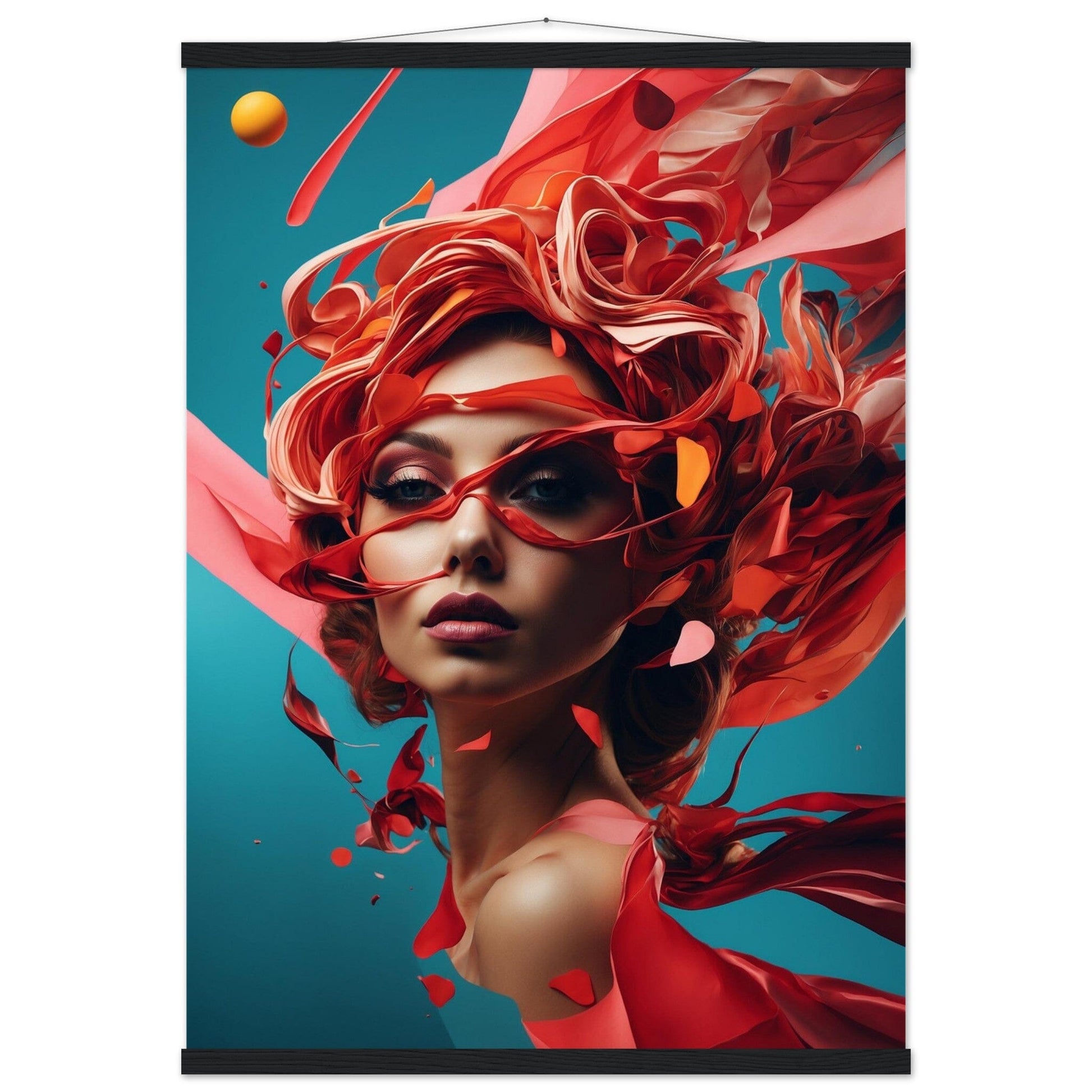 Premium Matte Paper Poster with Hanger - Minimalistische Kunstpräsentation mit Holzhänger Print Material Modern Masterpieces A1 (59.4 x 84.1 cm) Black wall hanger 