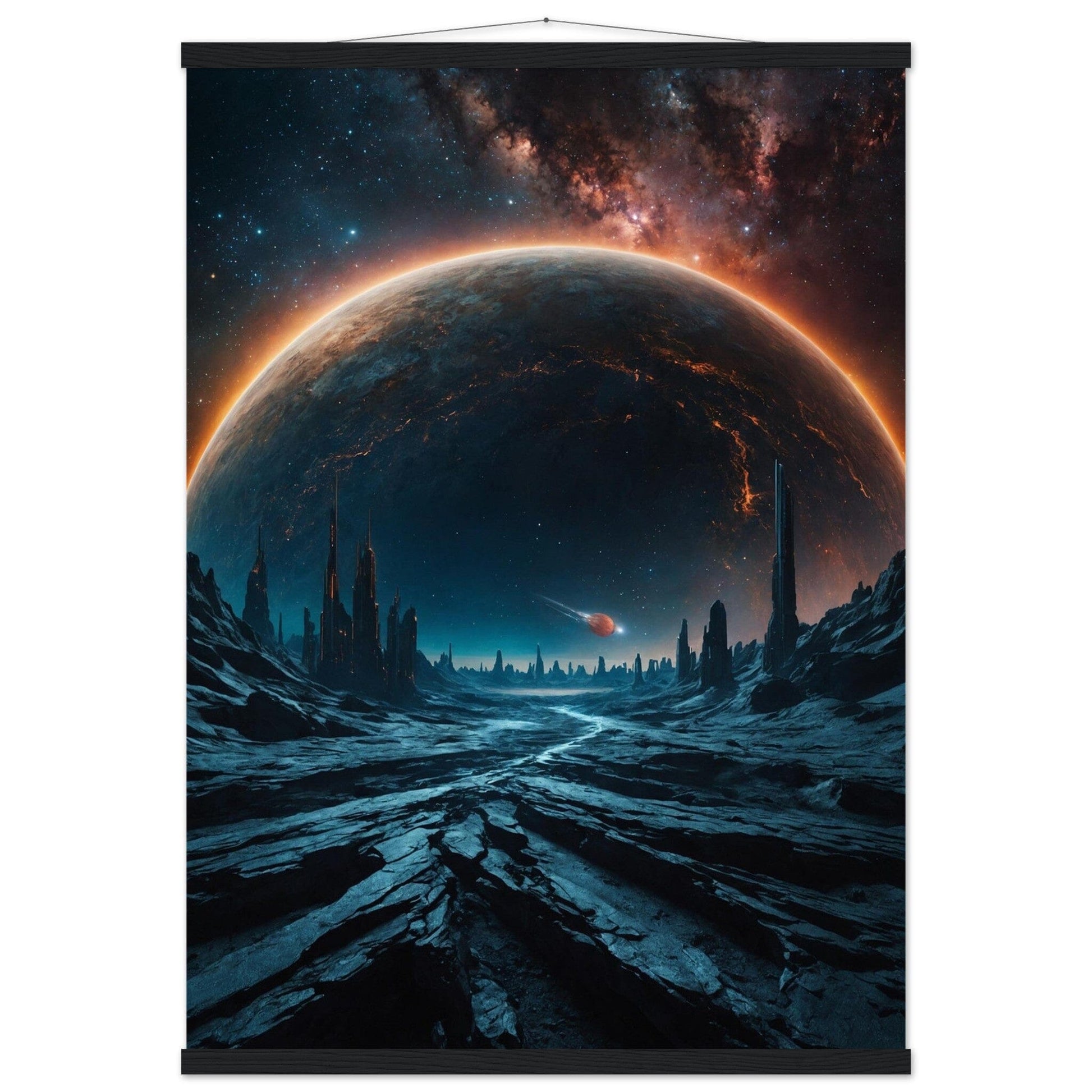 Premium Matte Paper Poster with Hanger - Minimalistische Kunstpräsentation mit Holzhänger Print Material Modern Masterpieces A1 (59.4 x 84.1 cm) Black wall hanger 
