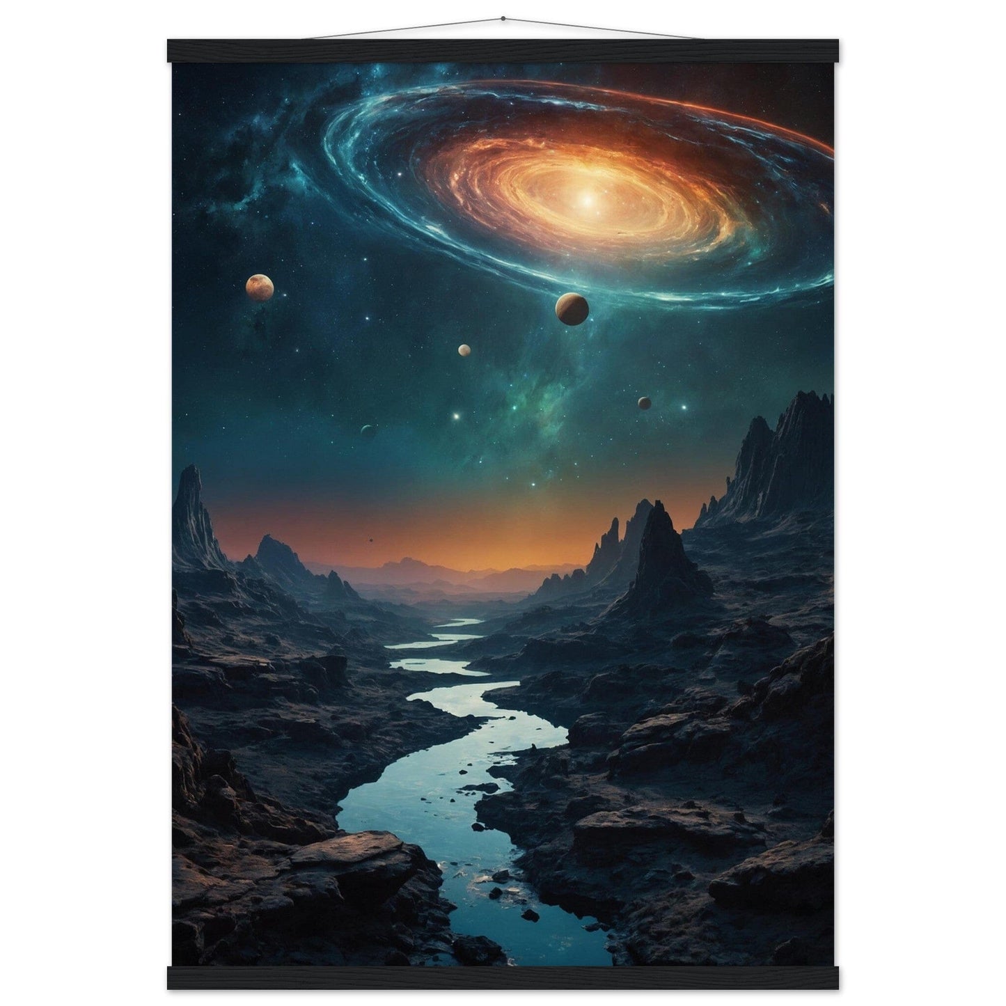 Premium Matte Paper Poster with Hanger - Minimalistische Kunstpräsentation mit Holzhänger Print Material Modern Masterpieces A1 (59.4 x 84.1 cm) Black wall hanger 