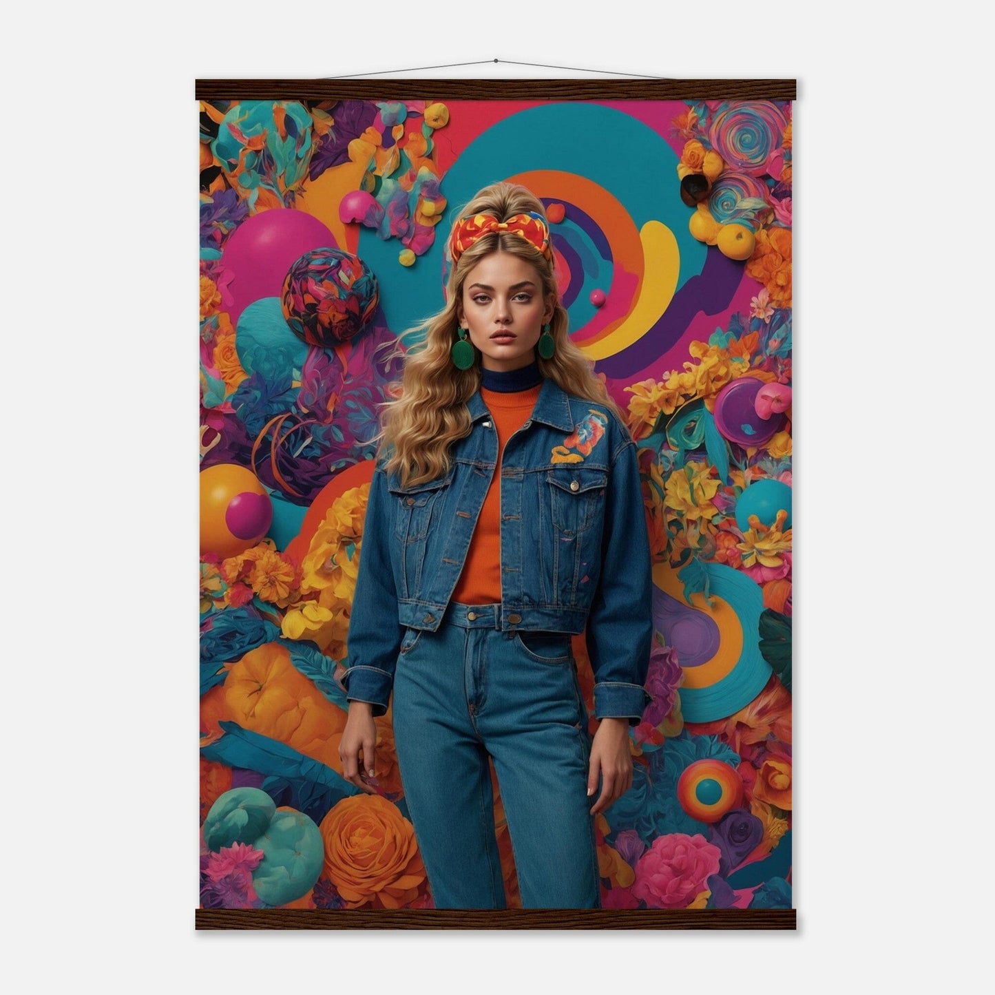 Premium Matte Paper Poster with Hanger - Minimalistische Kunstpräsentation mit Holzhänger Print Material Modern Masterpieces A1 (59.4 x 84.1 cm) Dark wood wall hanger 