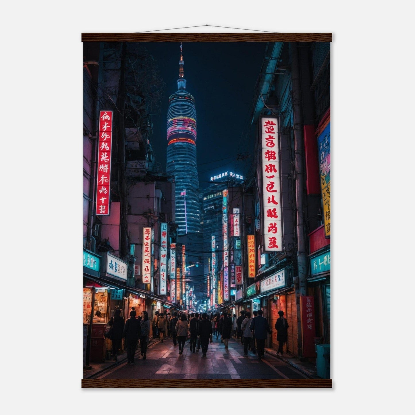 Premium Matte Paper Poster with Hanger - Minimalistische Kunstpräsentation mit Holzhänger Print Material Modern Masterpieces A1 (59.4 x 84.1 cm) Dark wood wall hanger 