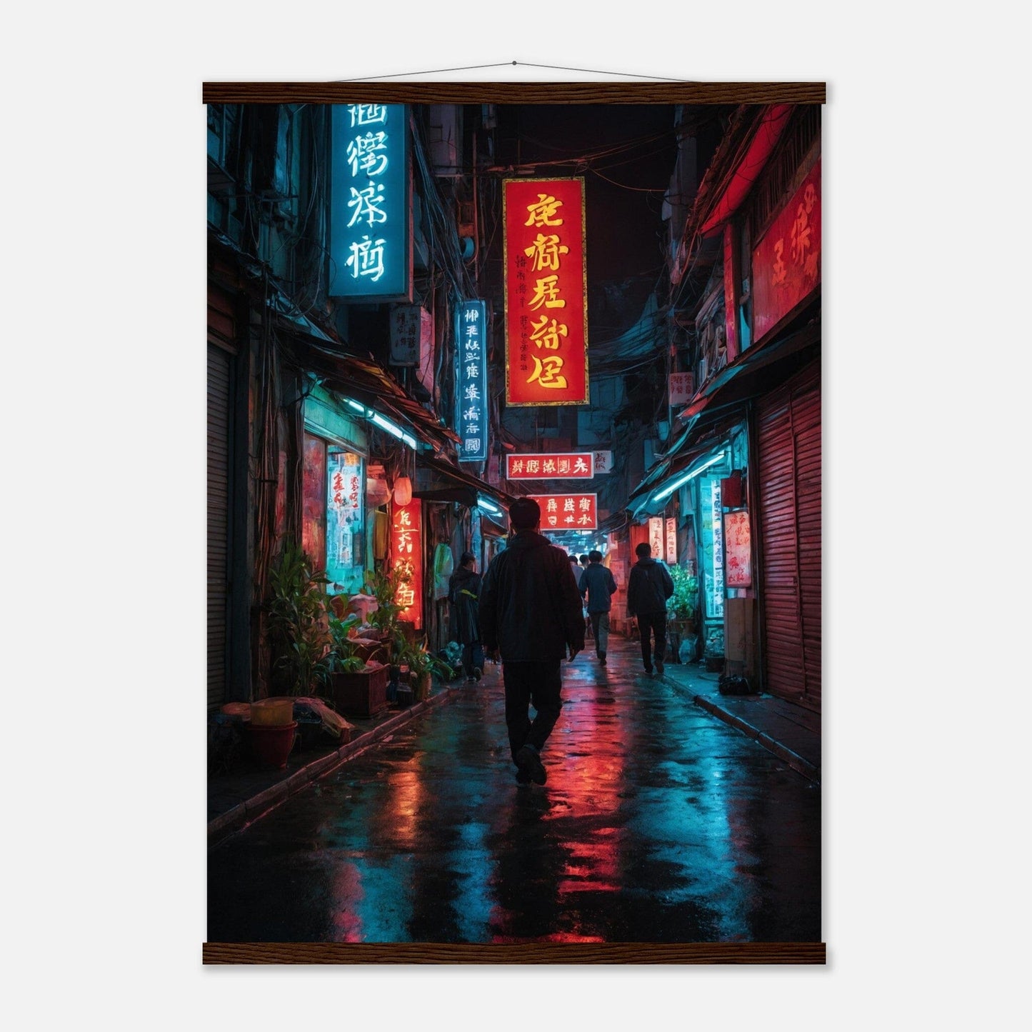 Premium Matte Paper Poster with Hanger - Minimalistische Kunstpräsentation mit Holzhänger Print Material Modern Masterpieces A1 (59.4 x 84.1 cm) Dark wood wall hanger 