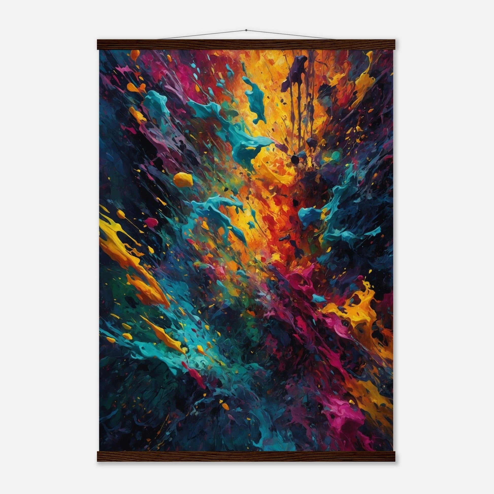 Premium Matte Paper Poster with Hanger - Minimalistische Kunstpräsentation mit Holzhänger Print Material Modern Masterpieces A1 (59.4 x 84.1 cm) Dark wood wall hanger 