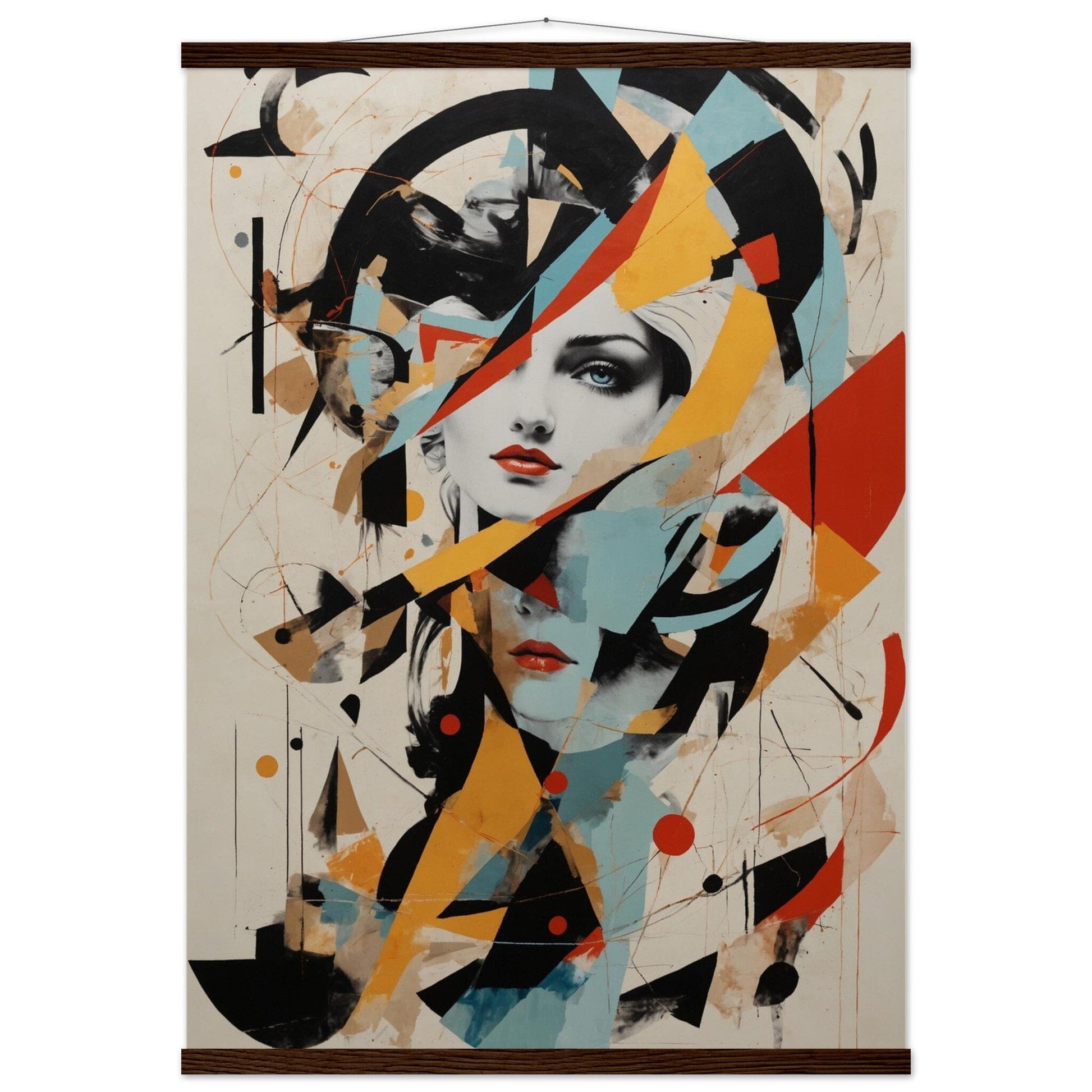 Premium Matte Paper Poster with Hanger - Minimalistische Kunstpräsentation mit Holzhänger Print Material Modern Masterpieces A1 (59.4 x 84.1 cm) Dark wood wall hanger 