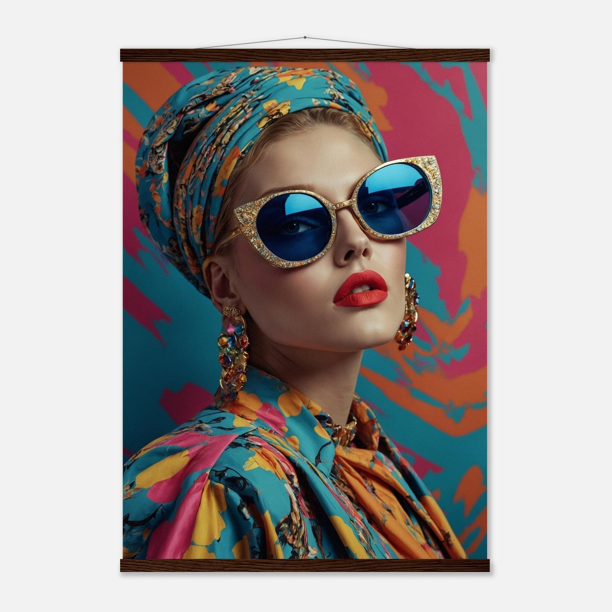 Premium Matte Paper Poster with Hanger - Minimalistische Kunstpräsentation mit Holzhänger Print Material Modern Masterpieces A1 (59.4 x 84.1 cm) Dark wood wall hanger 