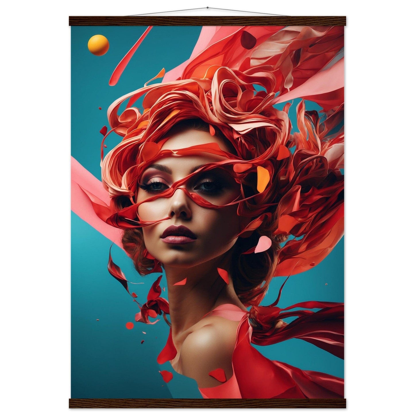 Premium Matte Paper Poster with Hanger - Minimalistische Kunstpräsentation mit Holzhänger Print Material Modern Masterpieces A1 (59.4 x 84.1 cm) Dark wood wall hanger 