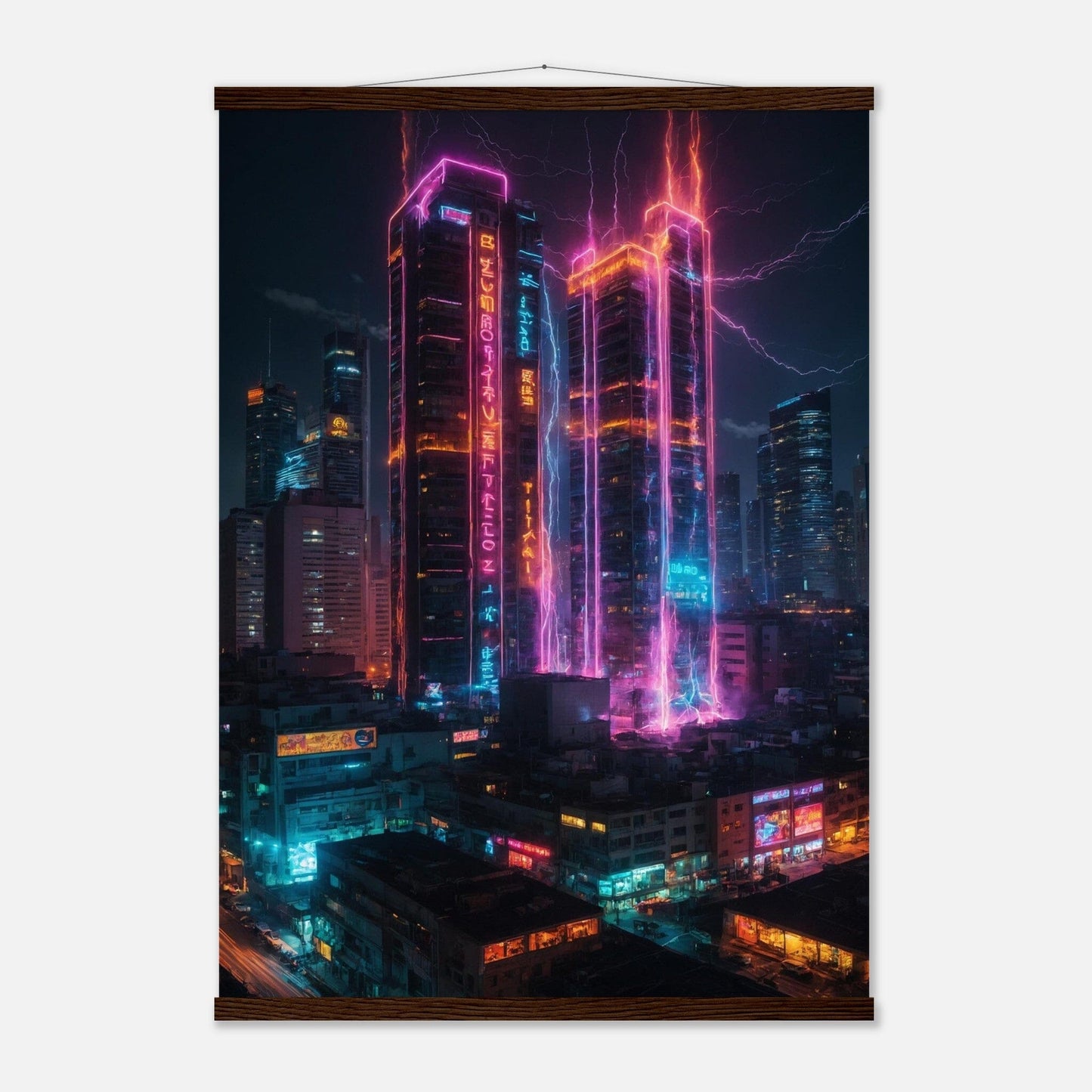 Premium Matte Paper Poster with Hanger - Minimalistische Kunstpräsentation mit Holzhänger Print Material Modern Masterpieces A1 (59.4 x 84.1 cm) Dark wood wall hanger 