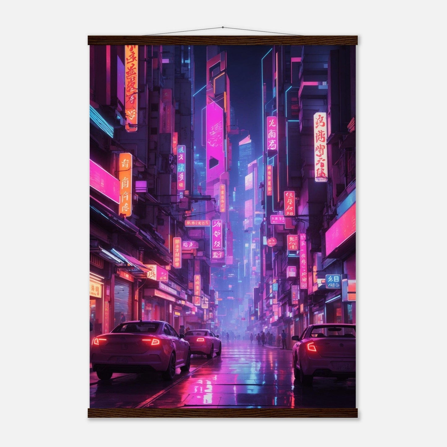 Premium Matte Paper Poster with Hanger - Minimalistische Kunstpräsentation mit Holzhänger Print Material Modern Masterpieces A1 (59.4 x 84.1 cm) Dark wood wall hanger 