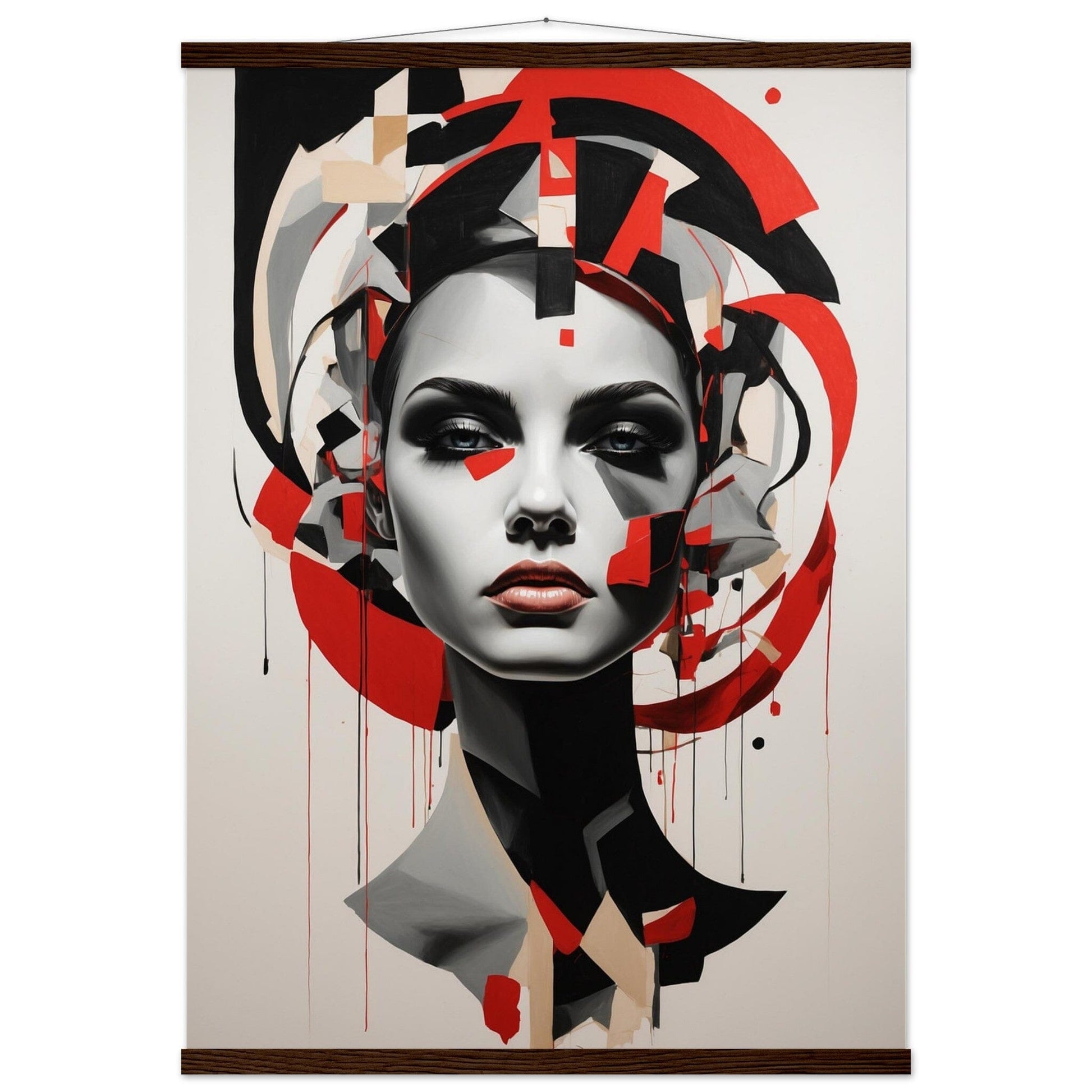 Premium Matte Paper Poster with Hanger - Minimalistische Kunstpräsentation mit Holzhänger Print Material Modern Masterpieces A1 (59.4 x 84.1 cm) Dark wood wall hanger 