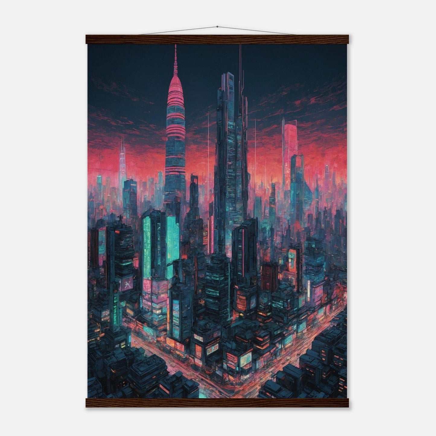 Premium Matte Paper Poster with Hanger - Minimalistische Kunstpräsentation mit Holzhänger Print Material Modern Masterpieces A1 (59.4 x 84.1 cm) Dark wood wall hanger 