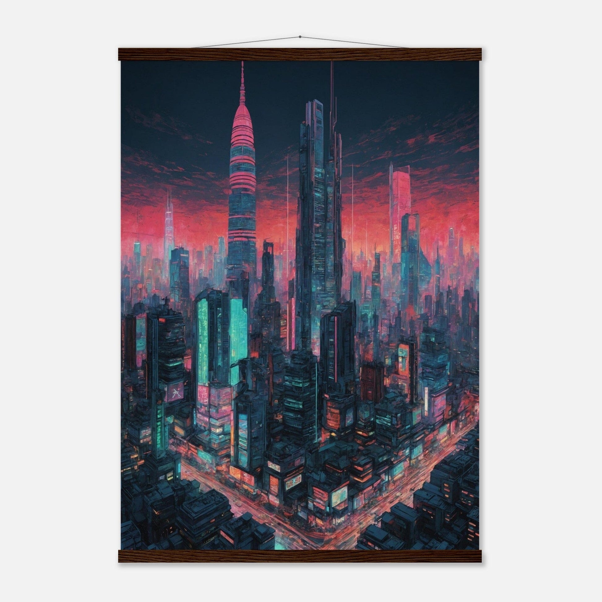 Premium Matte Paper Poster with Hanger - Minimalistische Kunstpräsentation mit Holzhänger Print Material Modern Masterpieces A1 (59.4 x 84.1 cm) Dark wood wall hanger 