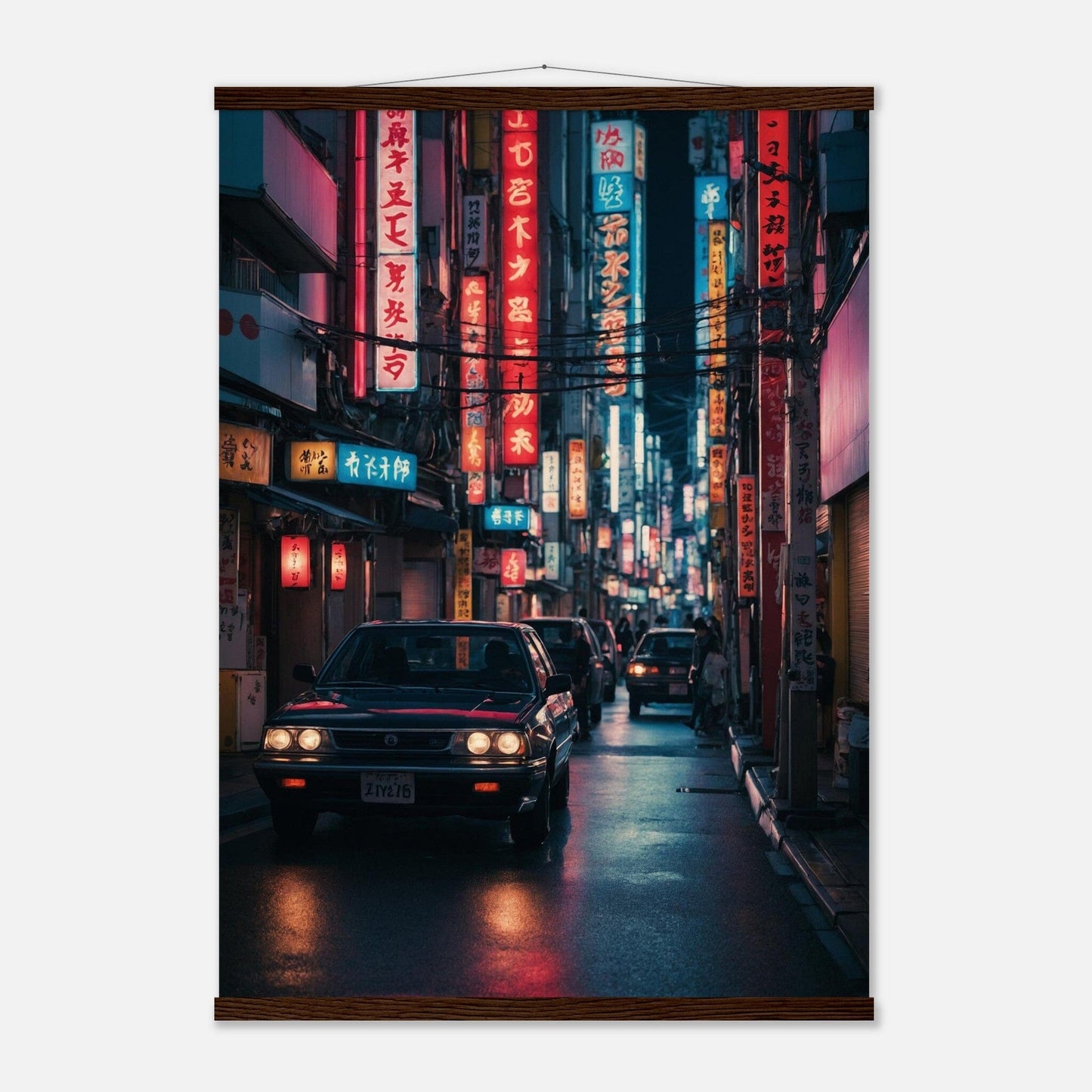 Premium Matte Paper Poster with Hanger - Minimalistische Kunstpräsentation mit Holzhänger Print Material Modern Masterpieces A1 (59.4 x 84.1 cm) Dark wood wall hanger 