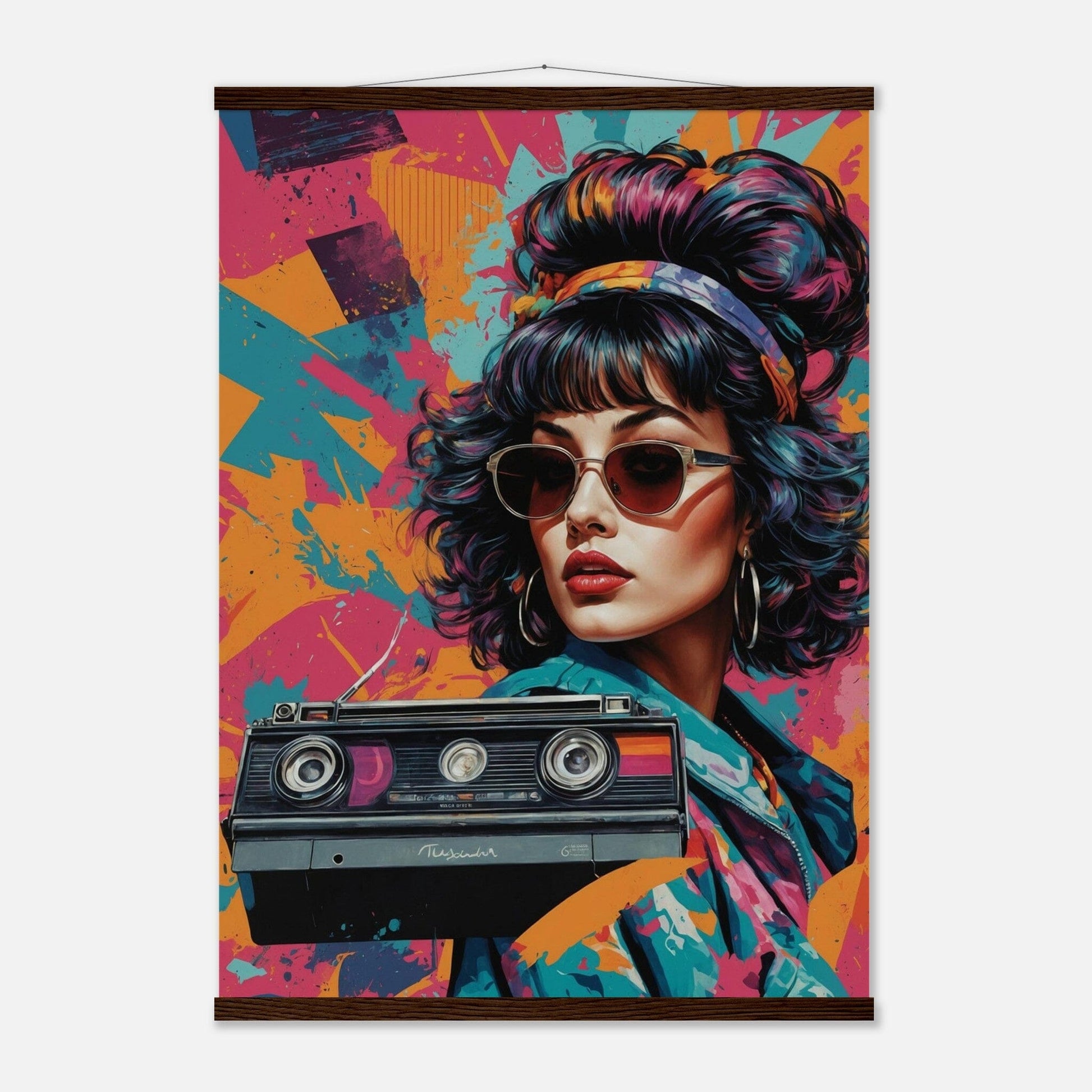 Premium Matte Paper Poster with Hanger - Minimalistische Kunstpräsentation mit Holzhänger Print Material Modern Masterpieces A1 (59.4 x 84.1 cm) Dark wood wall hanger 