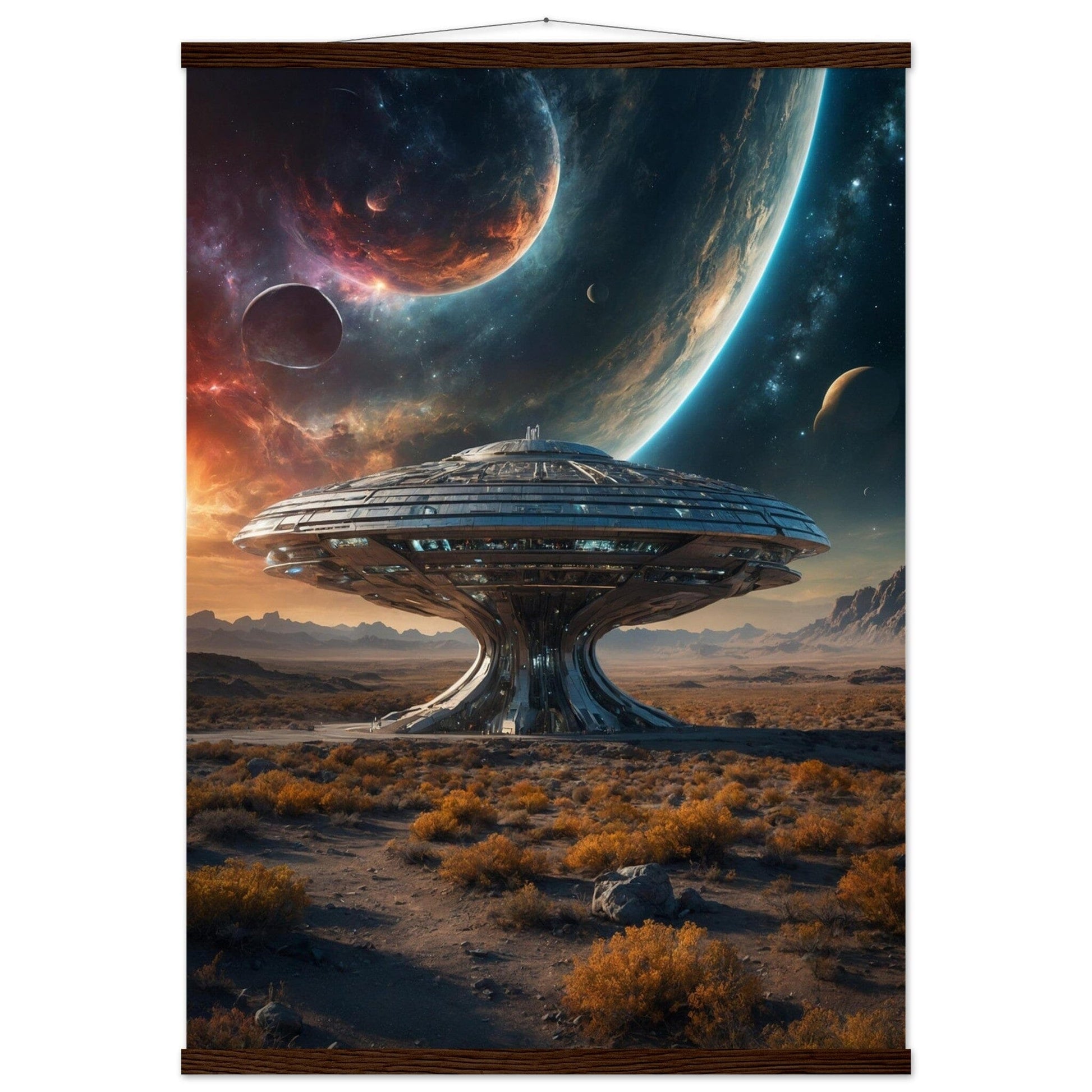 Premium Matte Paper Poster with Hanger - Minimalistische Kunstpräsentation mit Holzhänger Print Material Modern Masterpieces A1 (59.4 x 84.1 cm) Dark wood wall hanger 