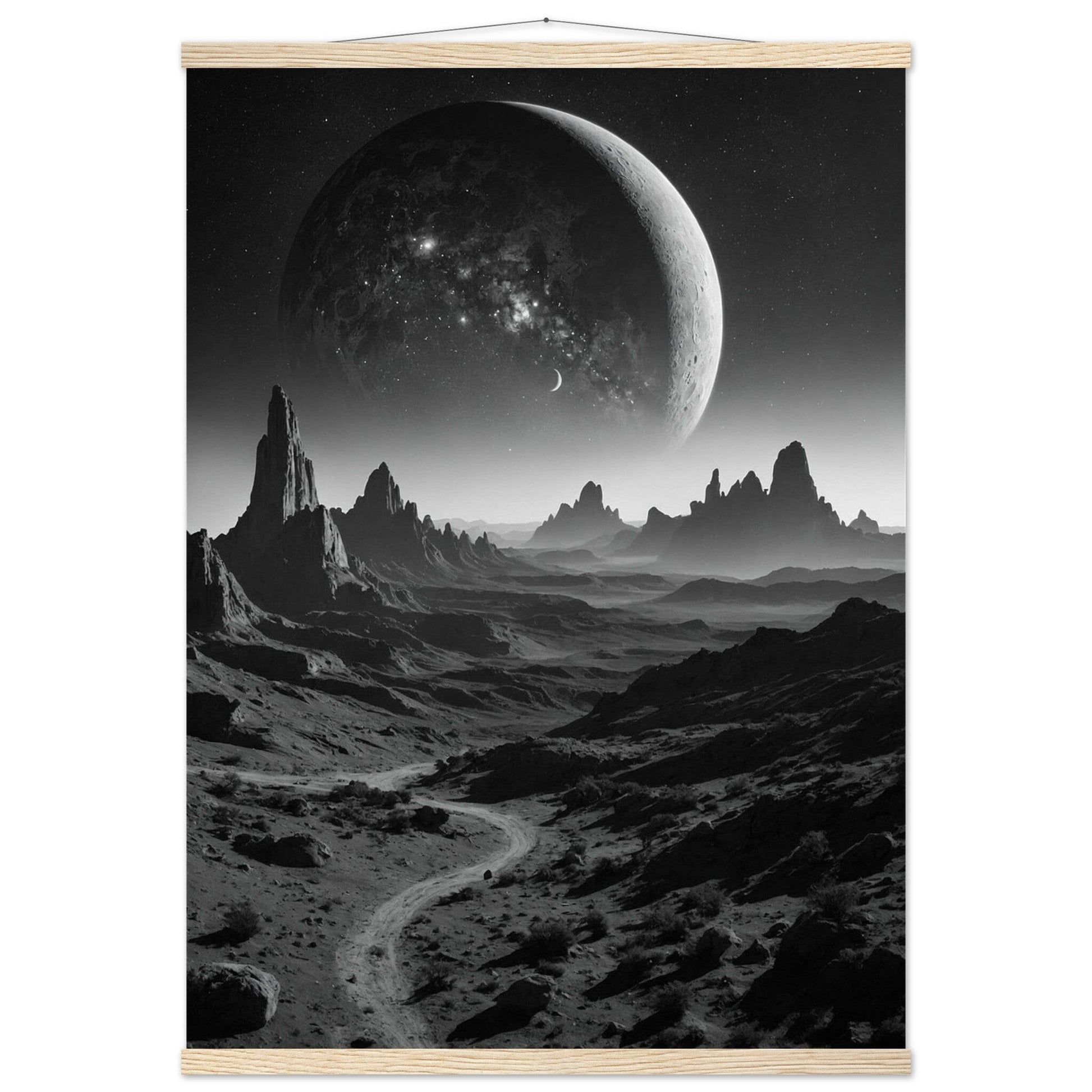Premium Matte Paper Poster with Hanger - Minimalistische Kunstpräsentation mit Holzhänger Print Material Modern Masterpieces A1 (59.4 x 84.1 cm) Natural wood wall hanger 