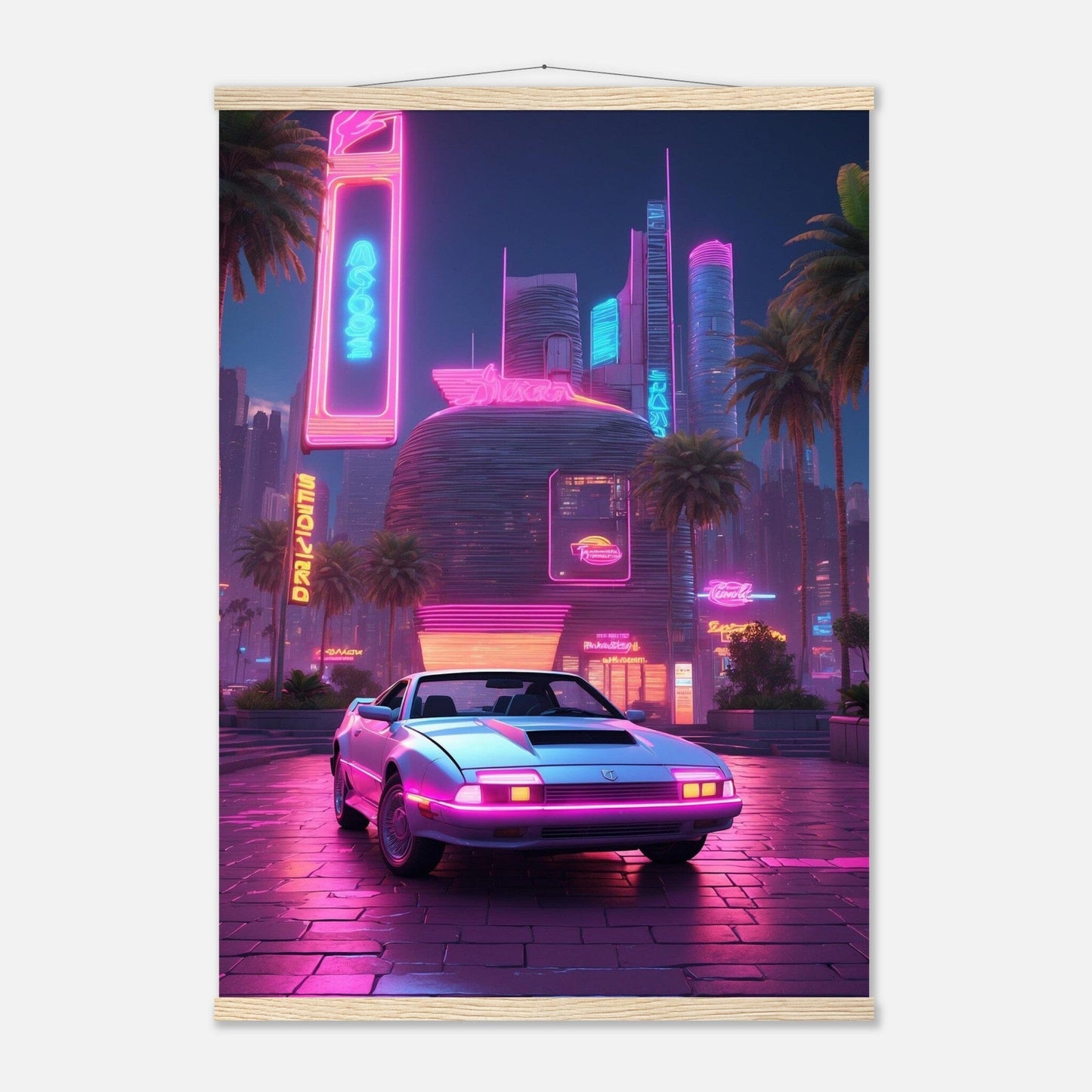 Premium Matte Paper Poster with Hanger - Minimalistische Kunstpräsentation mit Holzhänger Print Material Modern Masterpieces A1 (59.4 x 84.1 cm) Natural wood wall hanger 