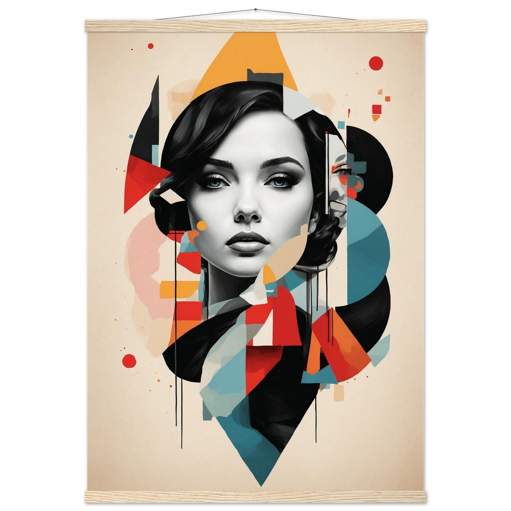 Premium Matte Paper Poster with Hanger - Minimalistische Kunstpräsentation mit Holzhänger Print Material Modern Masterpieces A1 (59.4 x 84.1 cm) Natural wood wall hanger 