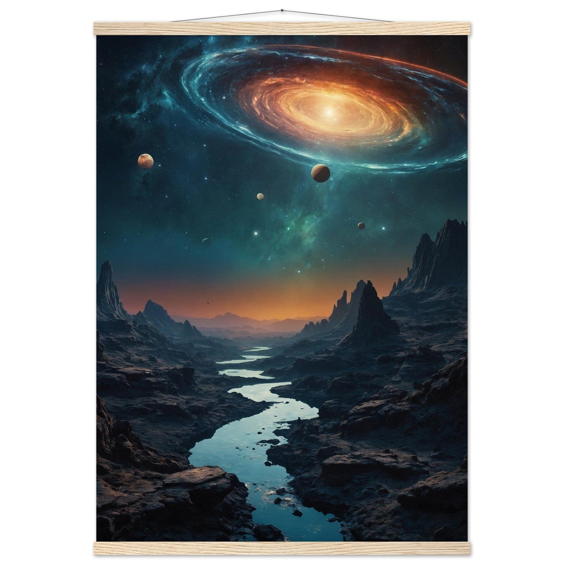 Premium Matte Paper Poster with Hanger - Minimalistische Kunstpräsentation mit Holzhänger Print Material Modern Masterpieces A1 (59.4 x 84.1 cm) Natural wood wall hanger 