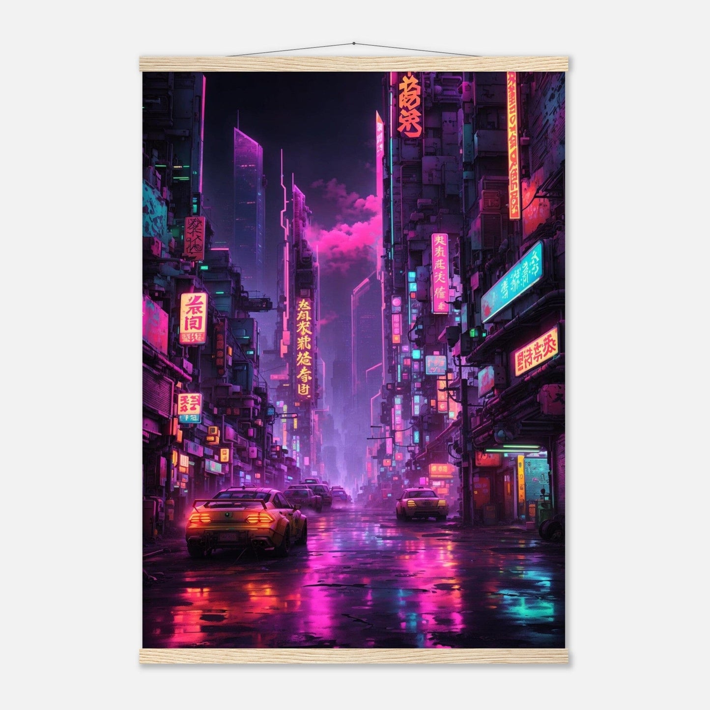 Premium Matte Paper Poster with Hanger - Minimalistische Kunstpräsentation mit Holzhänger Print Material Modern Masterpieces A1 (59.4 x 84.1 cm) Natural wood wall hanger 