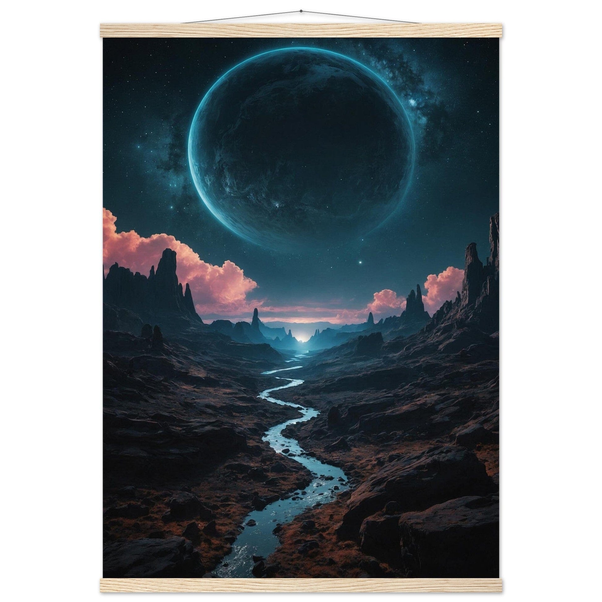 Premium Matte Paper Poster with Hanger - Minimalistische Kunstpräsentation mit Holzhänger Print Material Modern Masterpieces A1 (59.4 x 84.1 cm) Natural wood wall hanger 