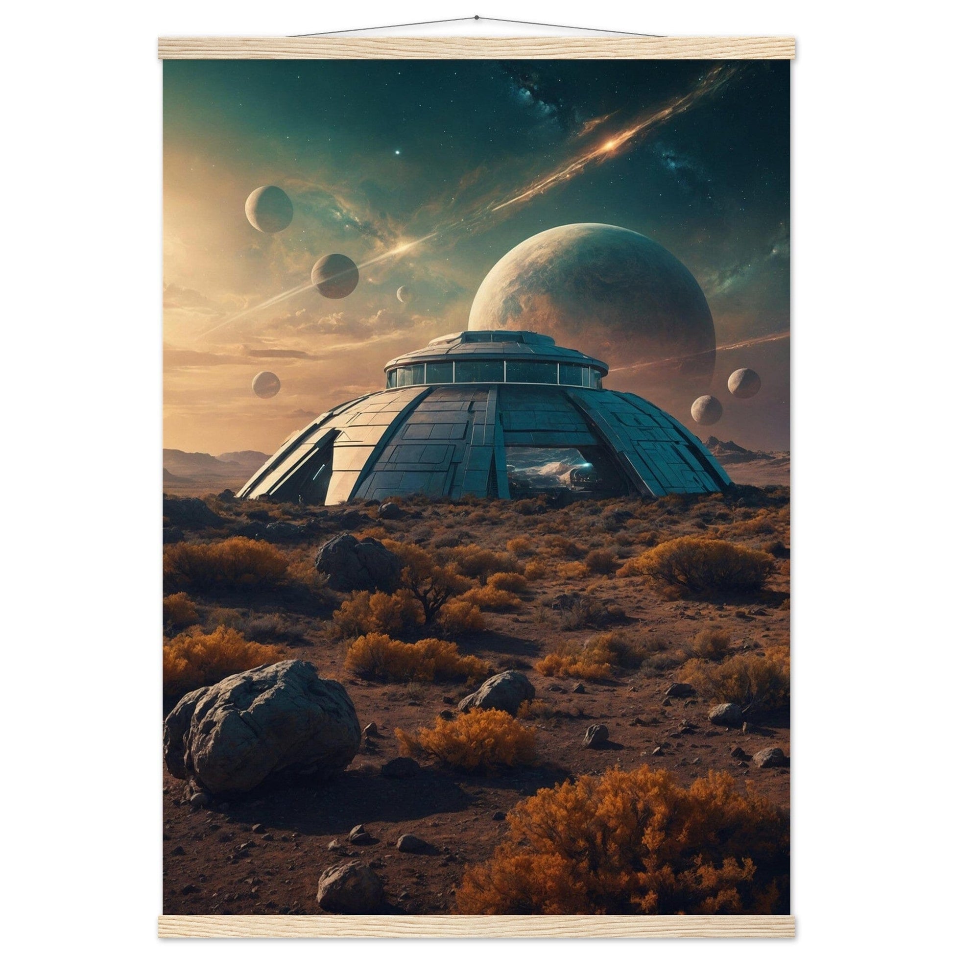 Premium Matte Paper Poster with Hanger - Minimalistische Kunstpräsentation mit Holzhänger Print Material Modern Masterpieces A1 (59.4 x 84.1 cm) Natural wood wall hanger 
