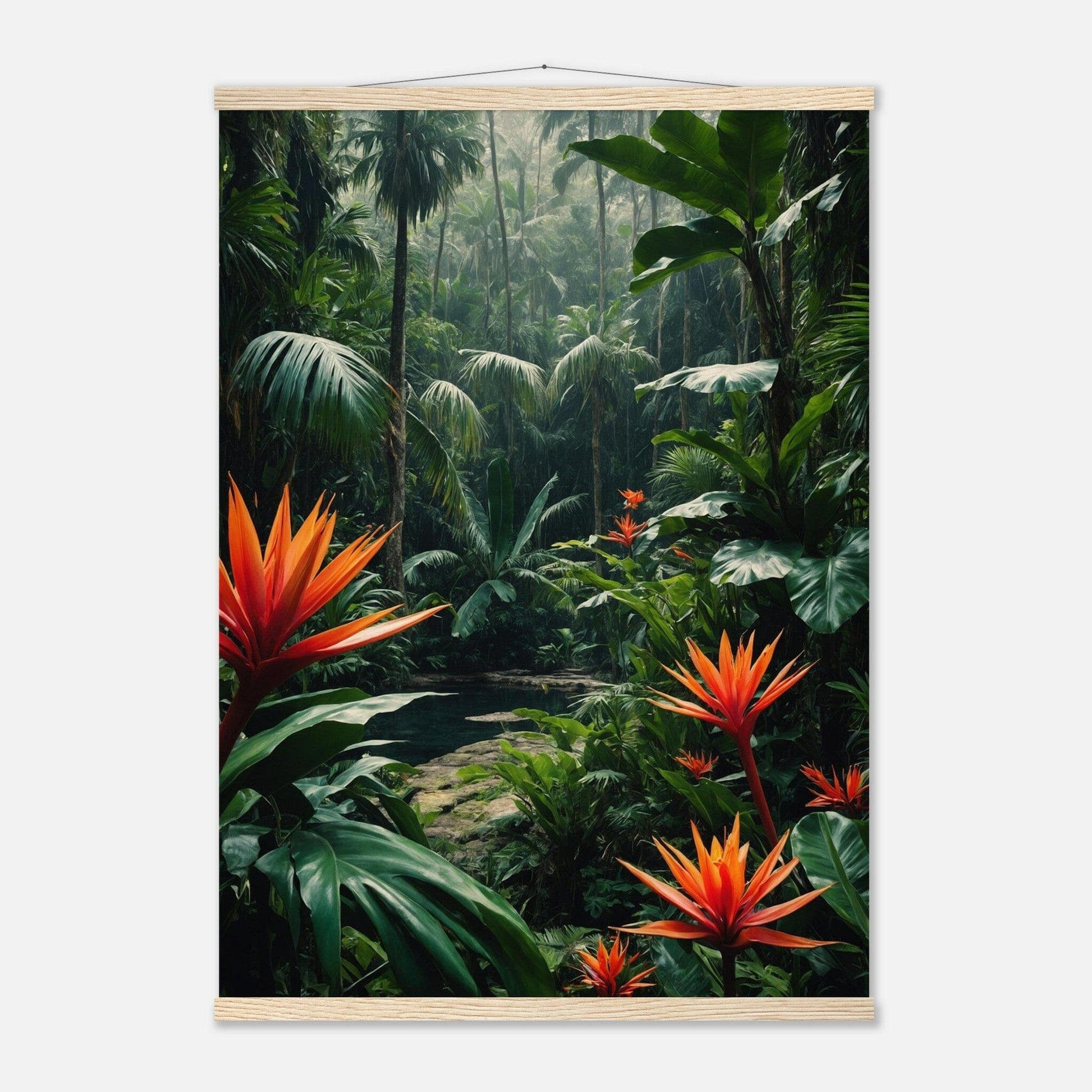 Premium Matte Paper Poster with Hanger - Minimalistische Kunstpräsentation mit Holzhänger Print Material Modern Masterpieces A1 (59.4 x 84.1 cm) Natural wood wall hanger 