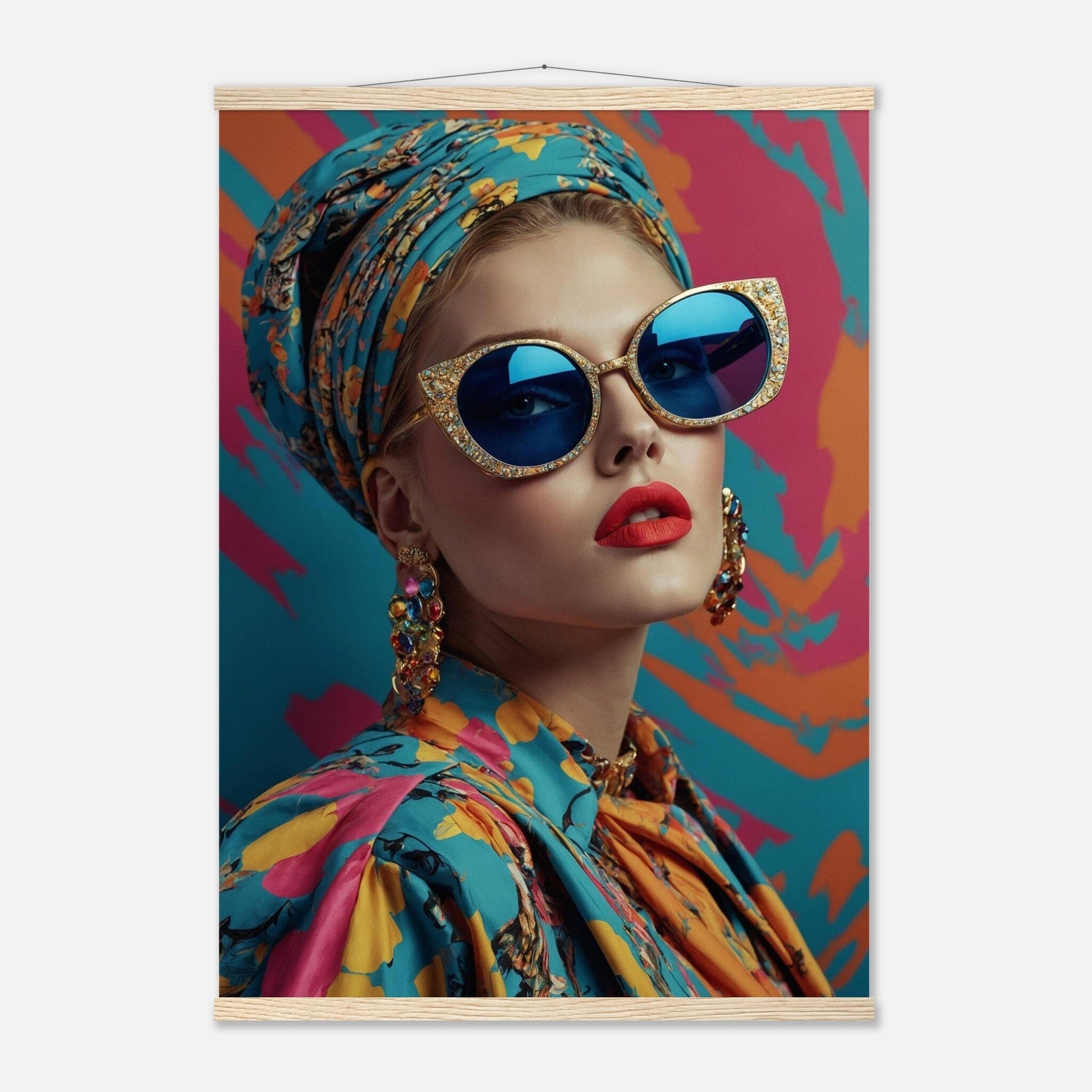Premium Matte Paper Poster with Hanger - Minimalistische Kunstpräsentation mit Holzhänger Print Material Modern Masterpieces A1 (59.4 x 84.1 cm) Natural wood wall hanger 