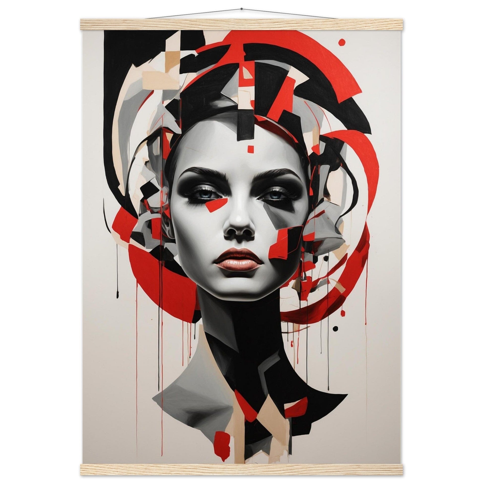 Premium Matte Paper Poster with Hanger - Minimalistische Kunstpräsentation mit Holzhänger Print Material Modern Masterpieces A1 (59.4 x 84.1 cm) Natural wood wall hanger 