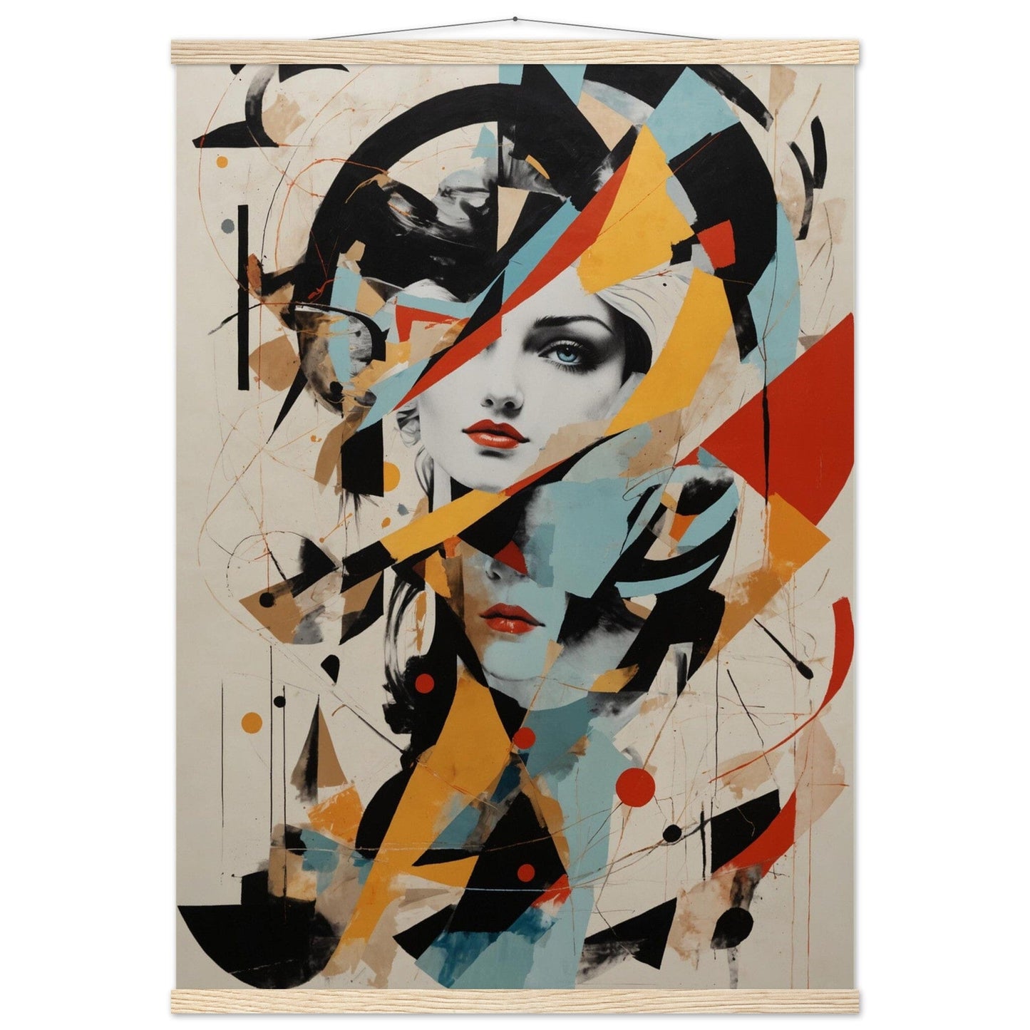 Premium Matte Paper Poster with Hanger - Minimalistische Kunstpräsentation mit Holzhänger Print Material Modern Masterpieces A1 (59.4 x 84.1 cm) Natural wood wall hanger 