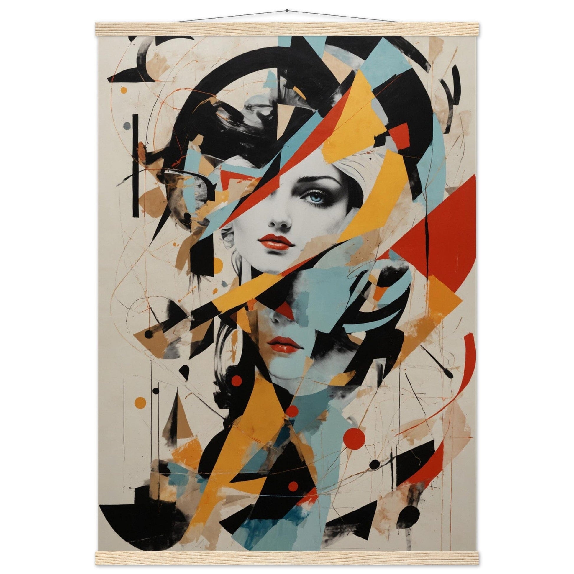Premium Matte Paper Poster with Hanger - Minimalistische Kunstpräsentation mit Holzhänger Print Material Modern Masterpieces A1 (59.4 x 84.1 cm) Natural wood wall hanger 