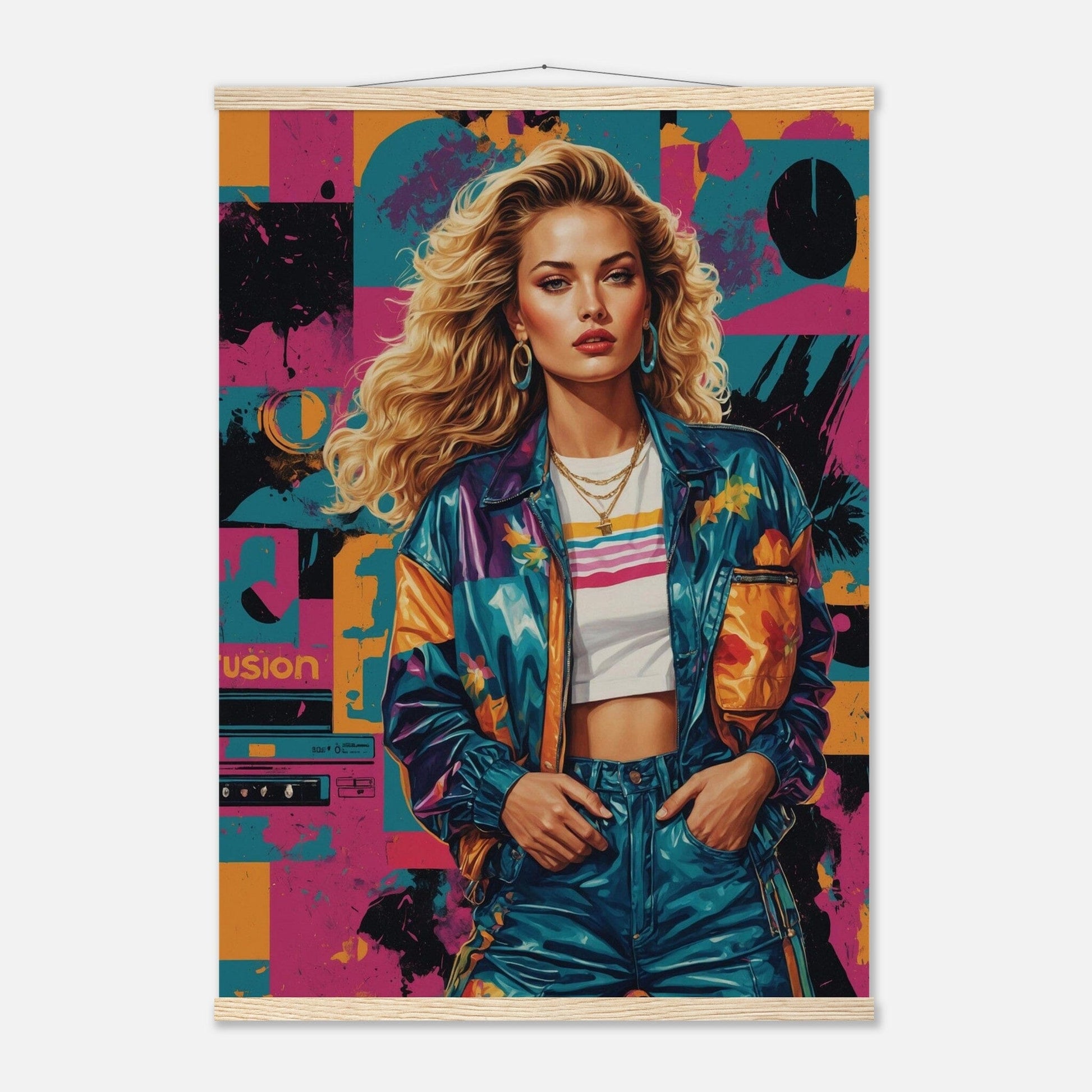 Premium Matte Paper Poster with Hanger - Minimalistische Kunstpräsentation mit Holzhänger Print Material Modern Masterpieces A1 (59.4 x 84.1 cm) Natural wood wall hanger 