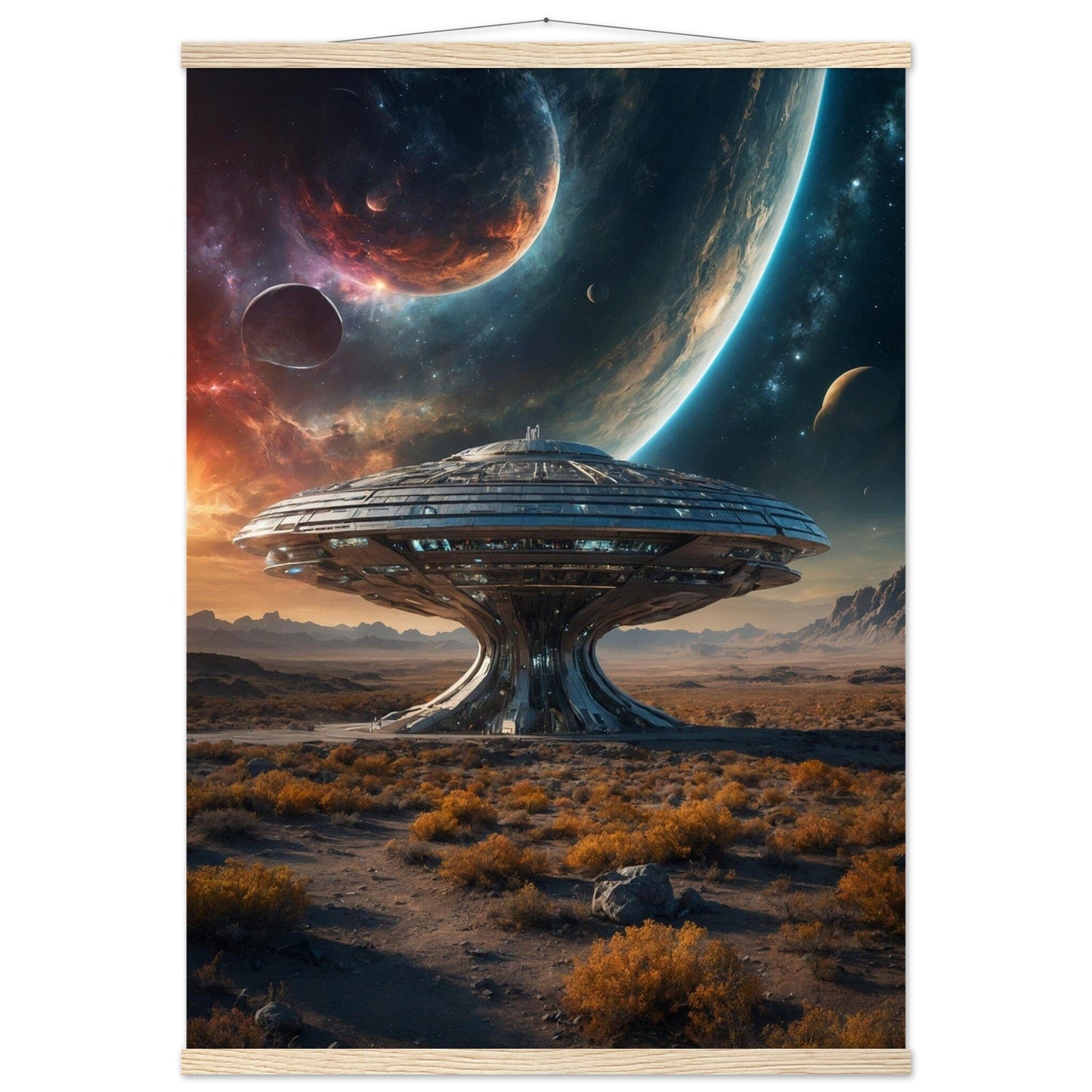 Premium Matte Paper Poster with Hanger - Minimalistische Kunstpräsentation mit Holzhänger Print Material Modern Masterpieces A1 (59.4 x 84.1 cm) Natural wood wall hanger 