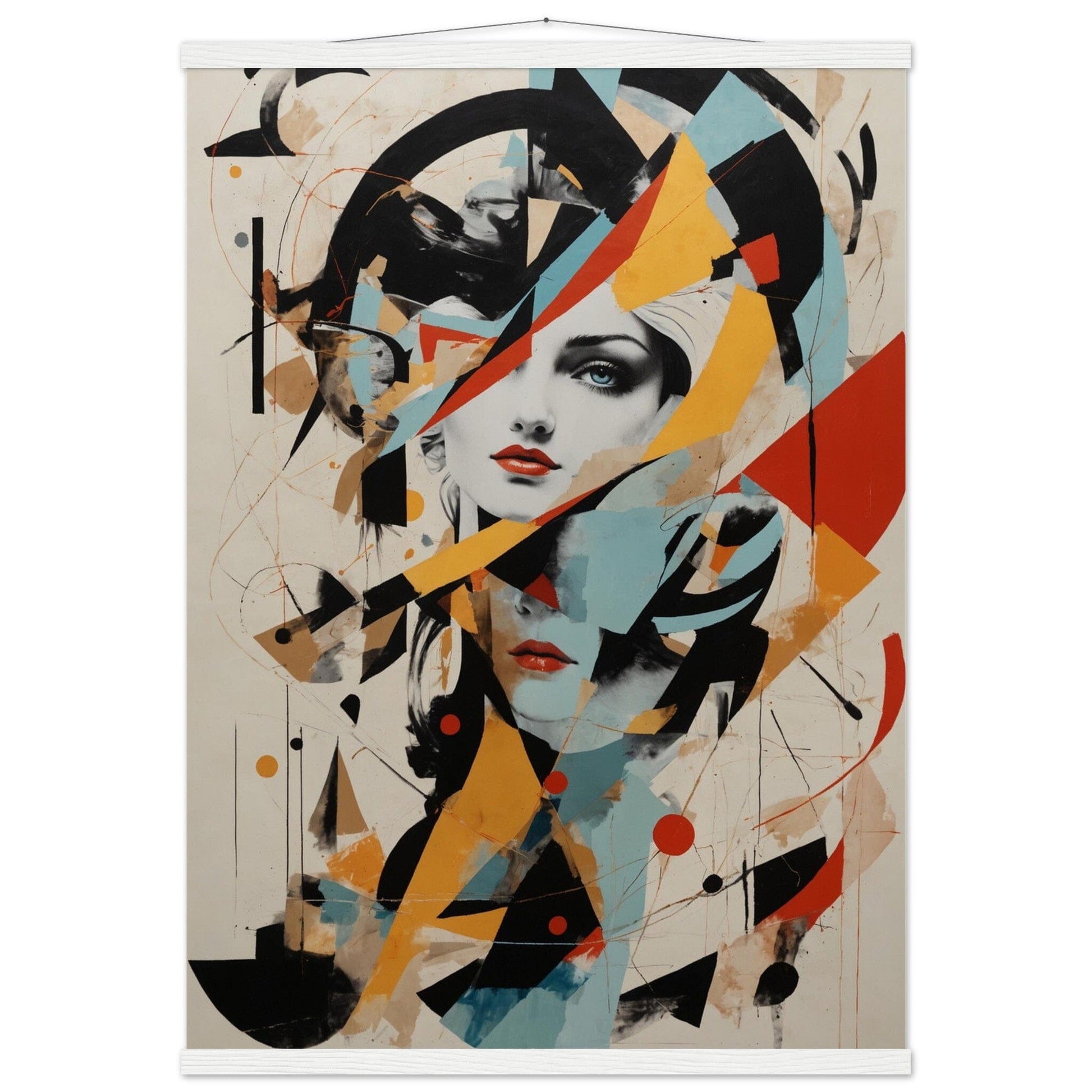 Premium Matte Paper Poster with Hanger - Minimalistische Kunstpräsentation mit Holzhänger Print Material Modern Masterpieces A1 (59.4 x 84.1 cm) White wall hanger 