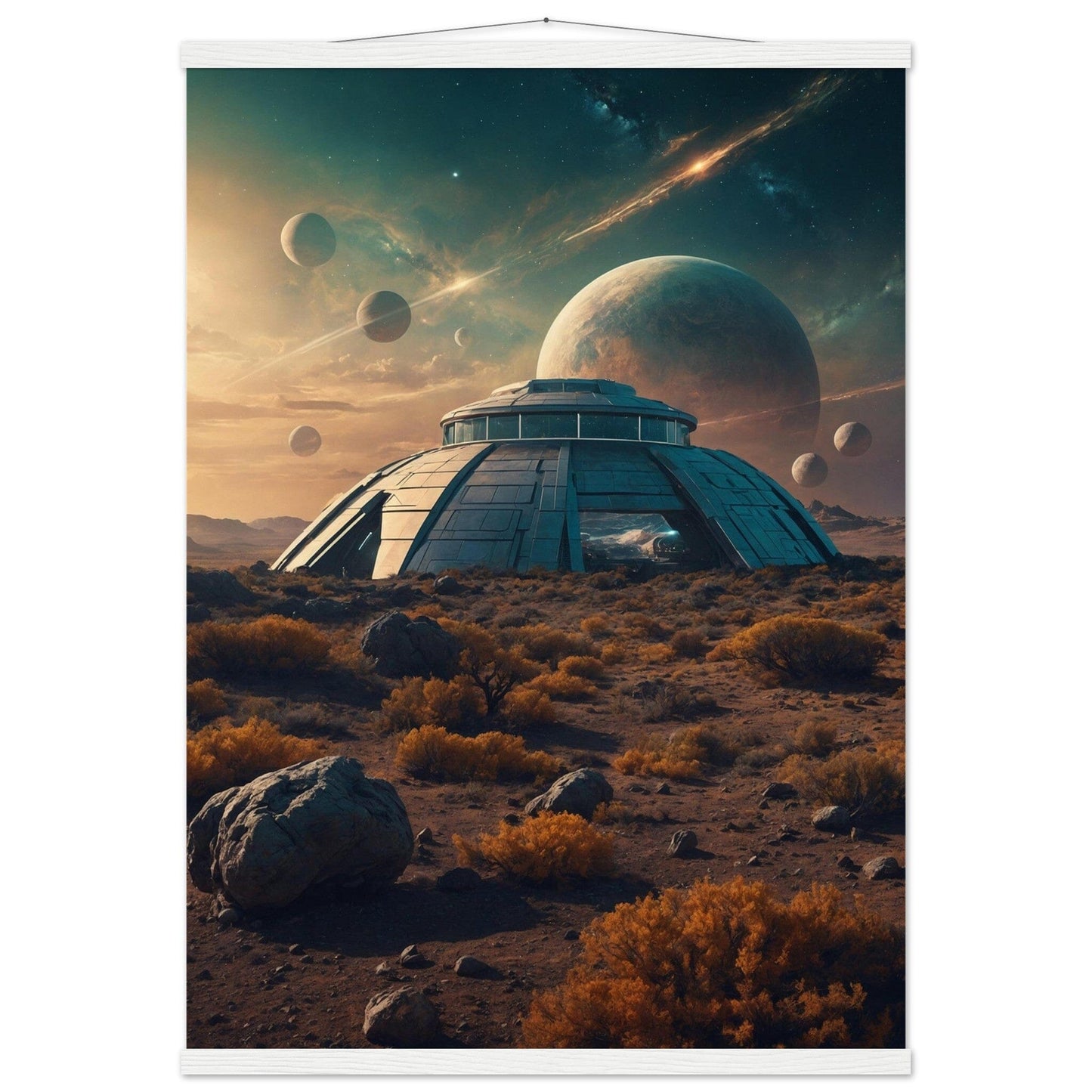 Premium Matte Paper Poster with Hanger - Minimalistische Kunstpräsentation mit Holzhänger Print Material Modern Masterpieces A1 (59.4 x 84.1 cm) White wall hanger 