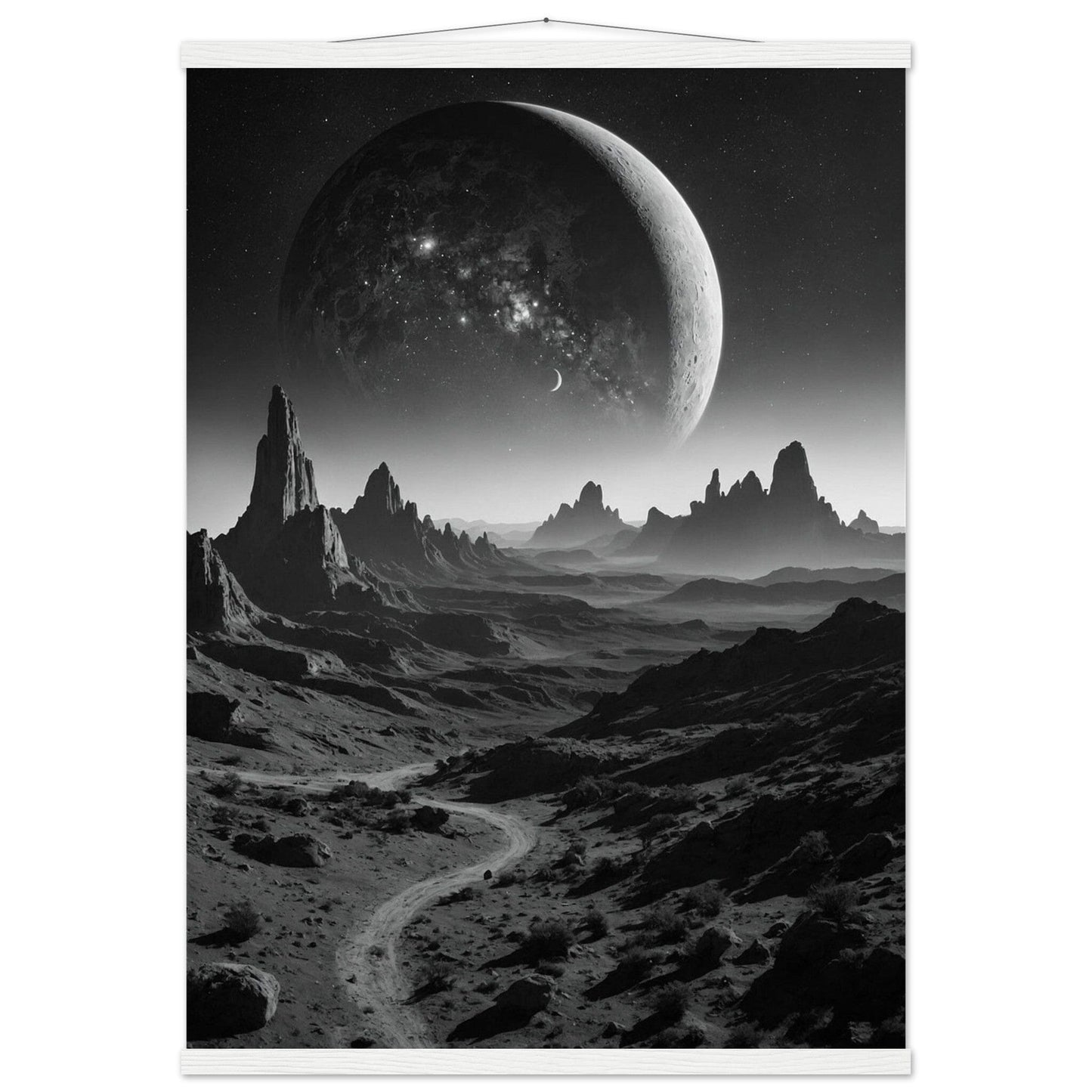 Premium Matte Paper Poster with Hanger - Minimalistische Kunstpräsentation mit Holzhänger Print Material Modern Masterpieces A1 (59.4 x 84.1 cm) White wall hanger 