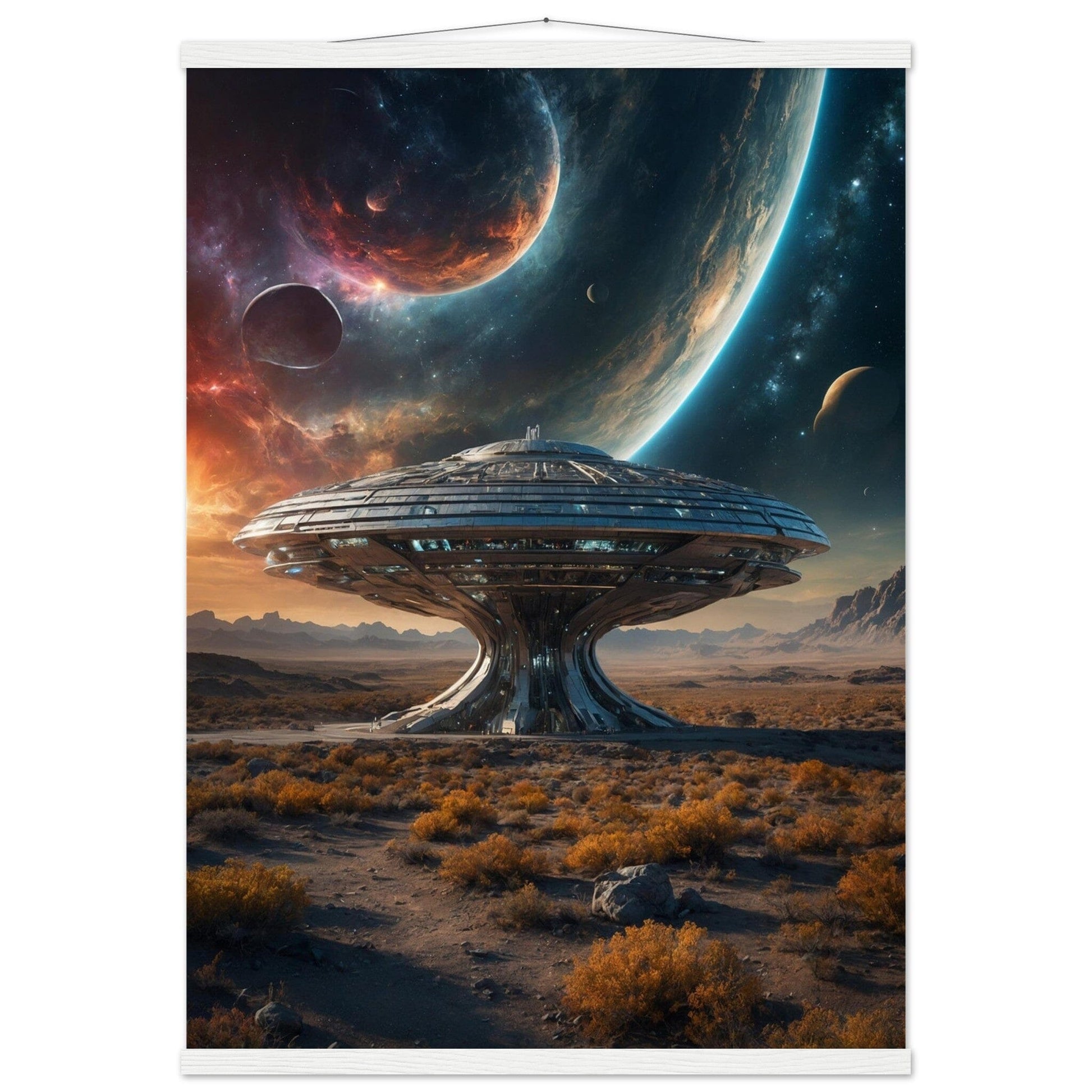 Premium Matte Paper Poster with Hanger - Minimalistische Kunstpräsentation mit Holzhänger Print Material Modern Masterpieces A1 (59.4 x 84.1 cm) White wall hanger 
