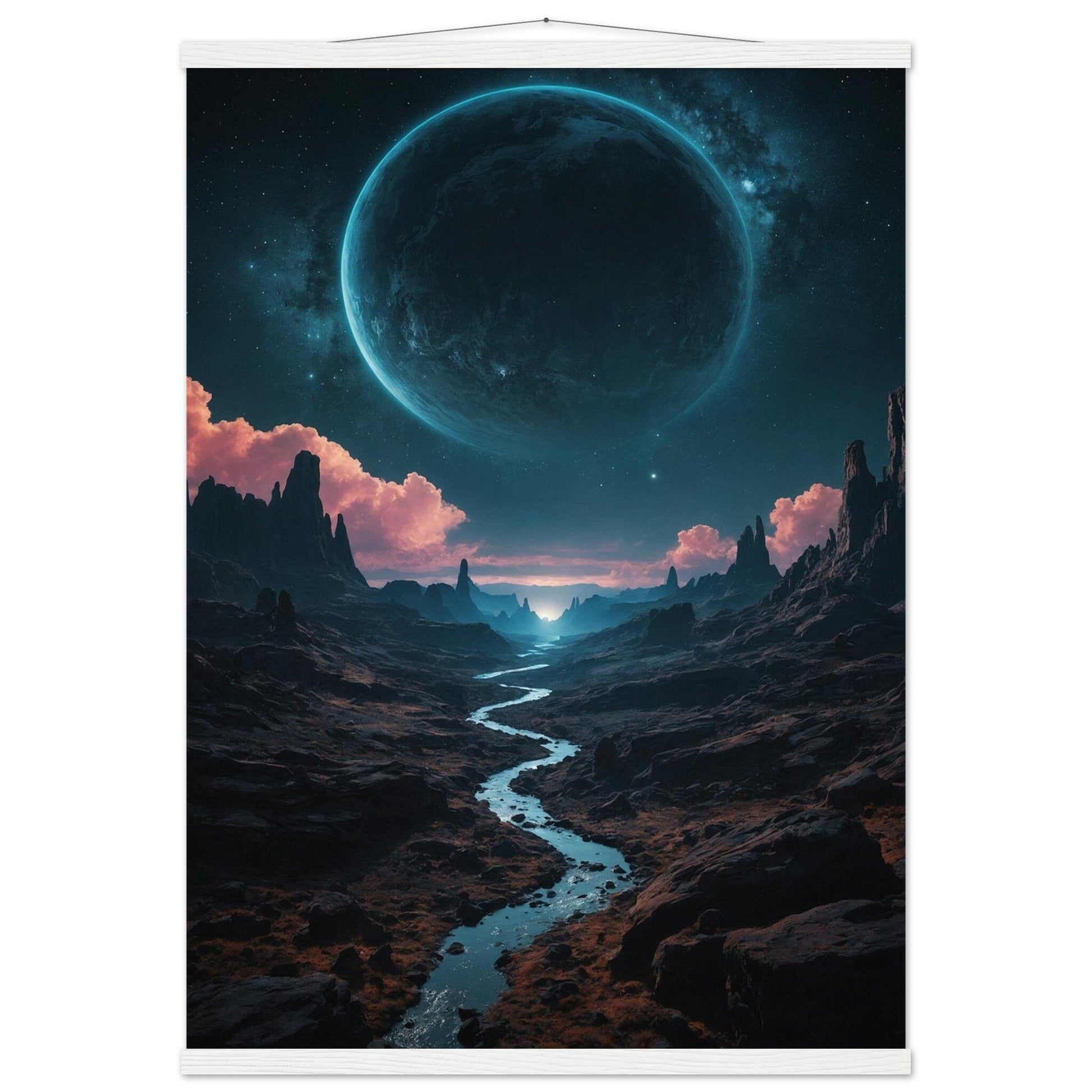 Premium Matte Paper Poster with Hanger - Minimalistische Kunstpräsentation mit Holzhänger Print Material Modern Masterpieces A1 (59.4 x 84.1 cm) White wall hanger 