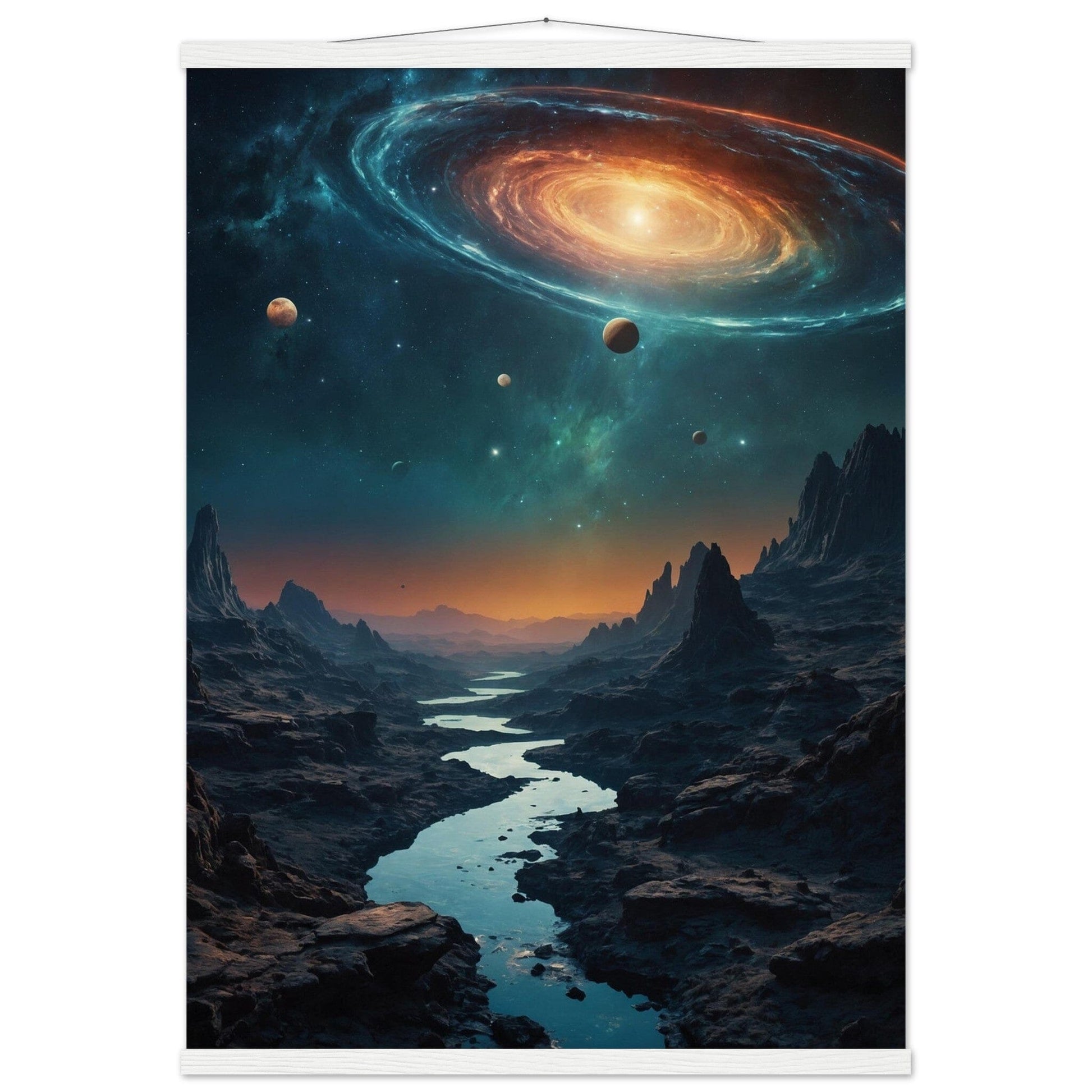 Premium Matte Paper Poster with Hanger - Minimalistische Kunstpräsentation mit Holzhänger Print Material Modern Masterpieces A1 (59.4 x 84.1 cm) White wall hanger 