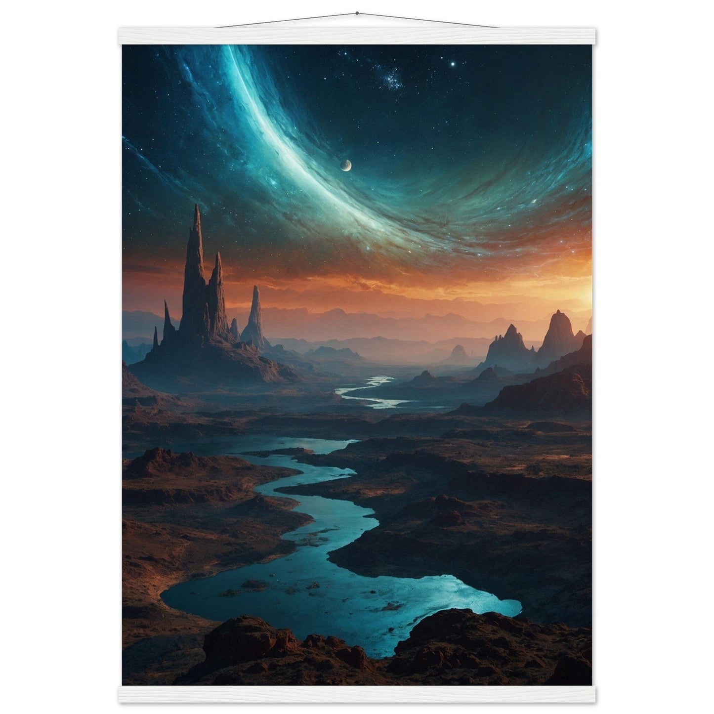 Premium Matte Paper Poster with Hanger - Minimalistische Kunstpräsentation mit Holzhänger Print Material Modern Masterpieces A1 (59.4 x 84.1 cm) White wall hanger 
