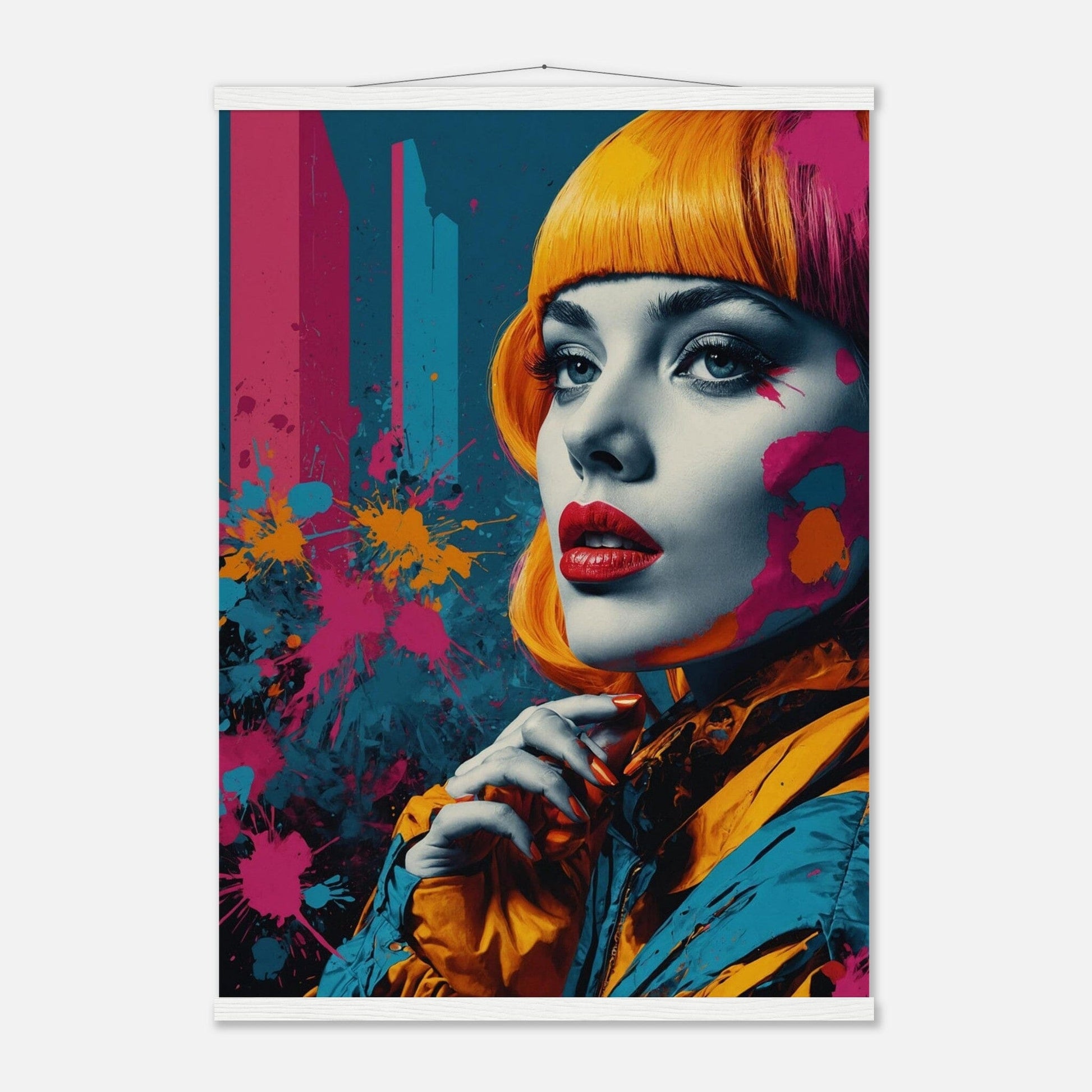 Premium Matte Paper Poster with Hanger - Minimalistische Kunstpräsentation mit Holzhänger Print Material Modern Masterpieces A1 (59.4 x 84.1 cm) White wall hanger 