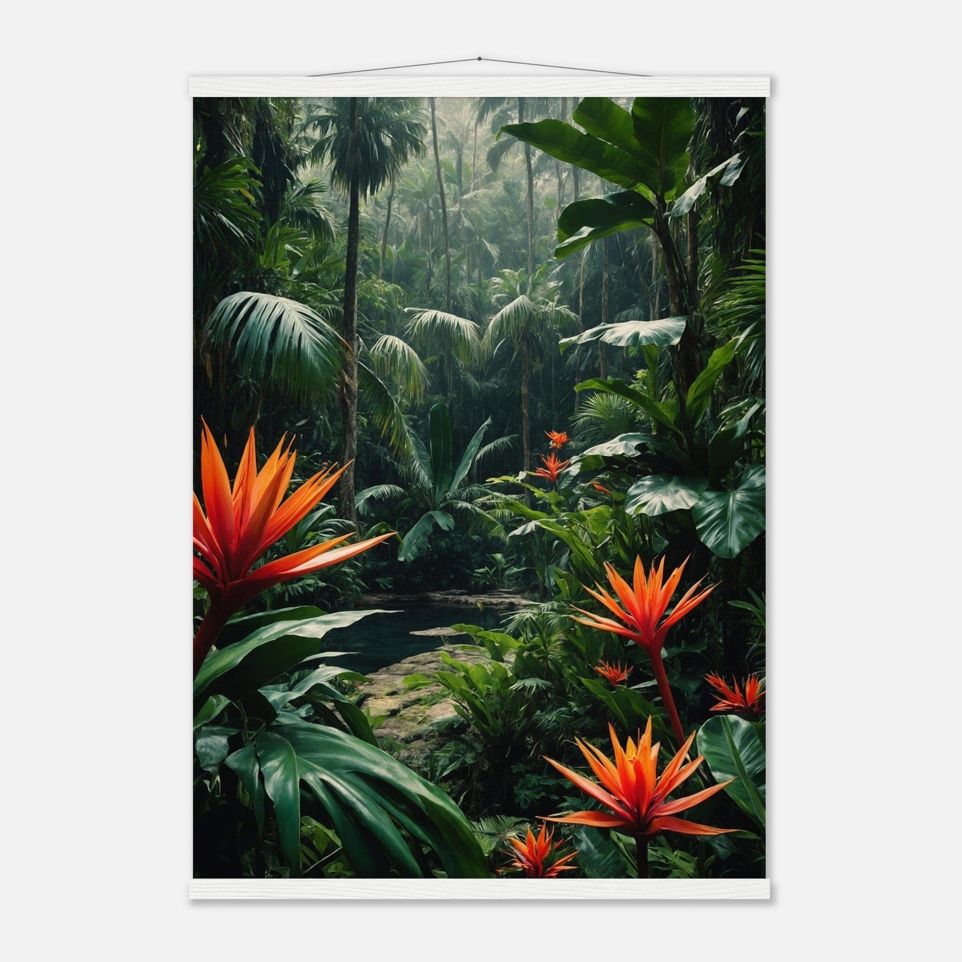 Premium Matte Paper Poster with Hanger - Minimalistische Kunstpräsentation mit Holzhänger Print Material Modern Masterpieces A1 (59.4 x 84.1 cm) White wall hanger 
