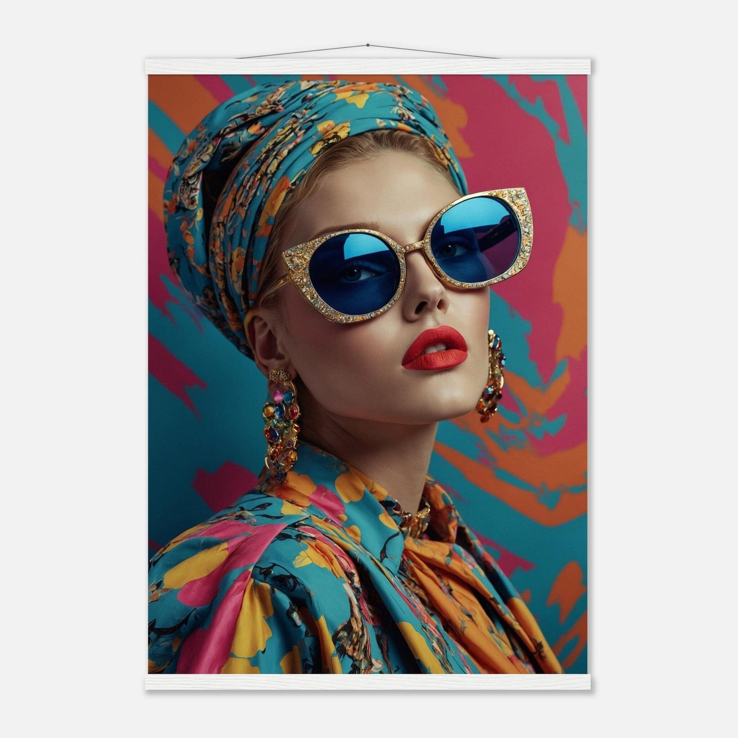 Premium Matte Paper Poster with Hanger - Minimalistische Kunstpräsentation mit Holzhänger Print Material Modern Masterpieces A1 (59.4 x 84.1 cm) White wall hanger 