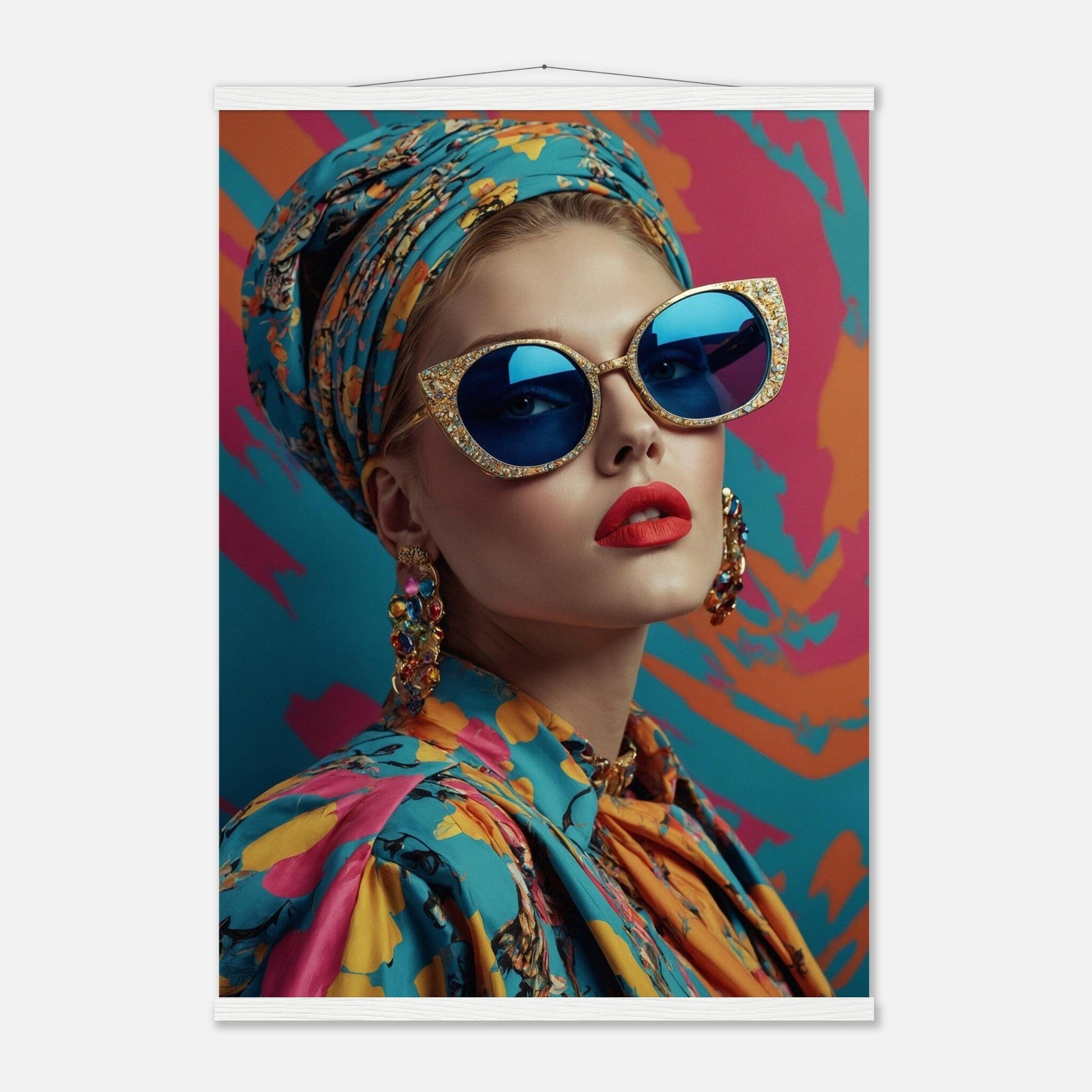 Premium Matte Paper Poster with Hanger - Minimalistische Kunstpräsentation mit Holzhänger Print Material Modern Masterpieces A1 (59.4 x 84.1 cm) White wall hanger 