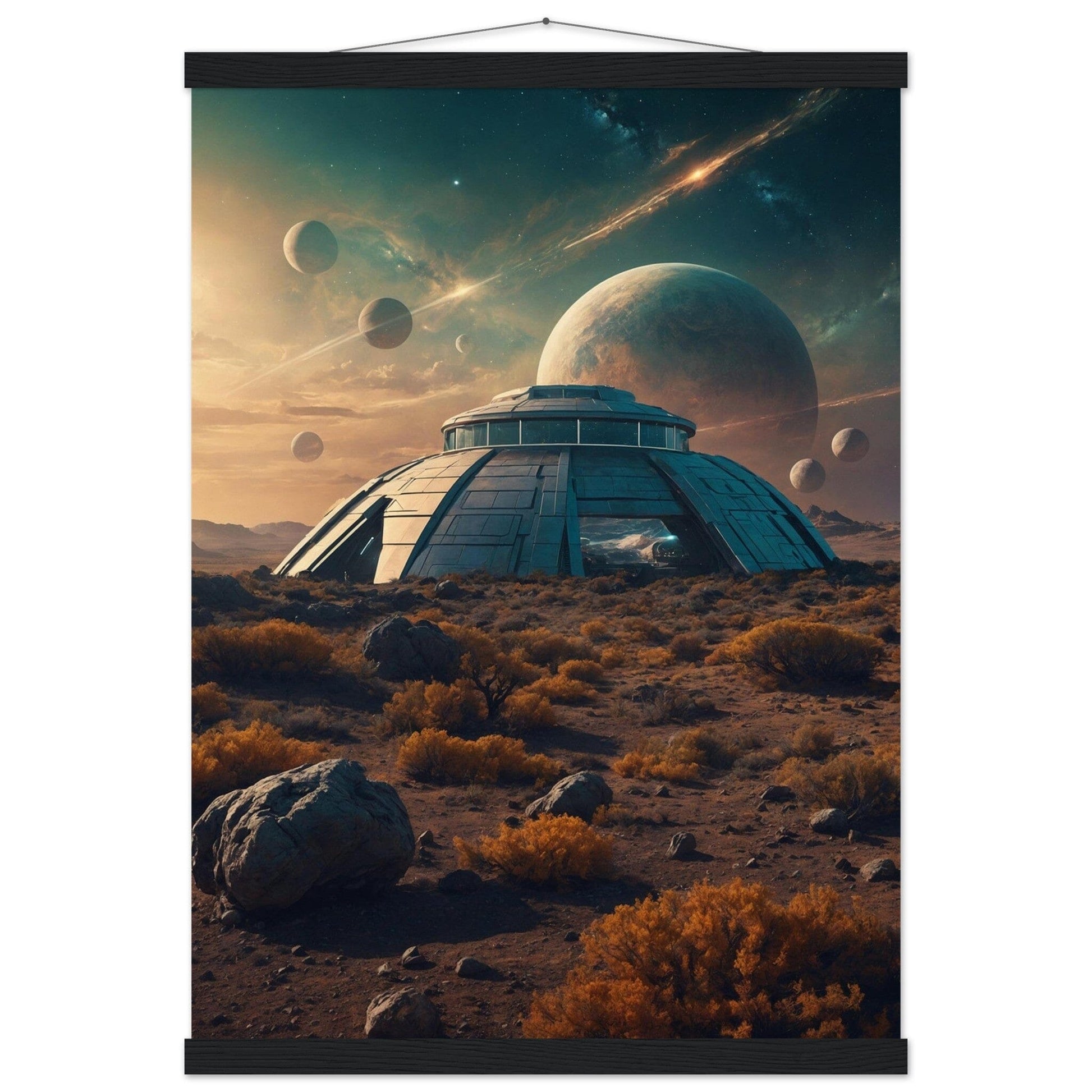 Premium Matte Paper Poster with Hanger - Minimalistische Kunstpräsentation mit Holzhänger Print Material Modern Masterpieces A2 (42 x 59.4 cm) Black wall hanger 