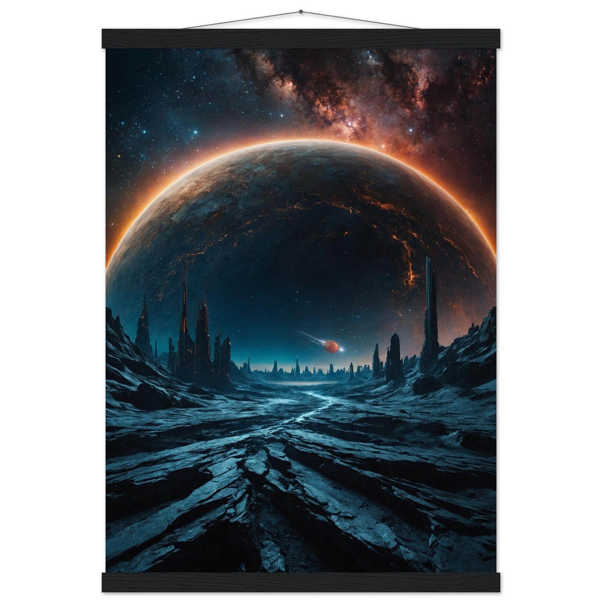 Premium Matte Paper Poster with Hanger - Minimalistische Kunstpräsentation mit Holzhänger Print Material Modern Masterpieces A2 (42 x 59.4 cm) Black wall hanger 