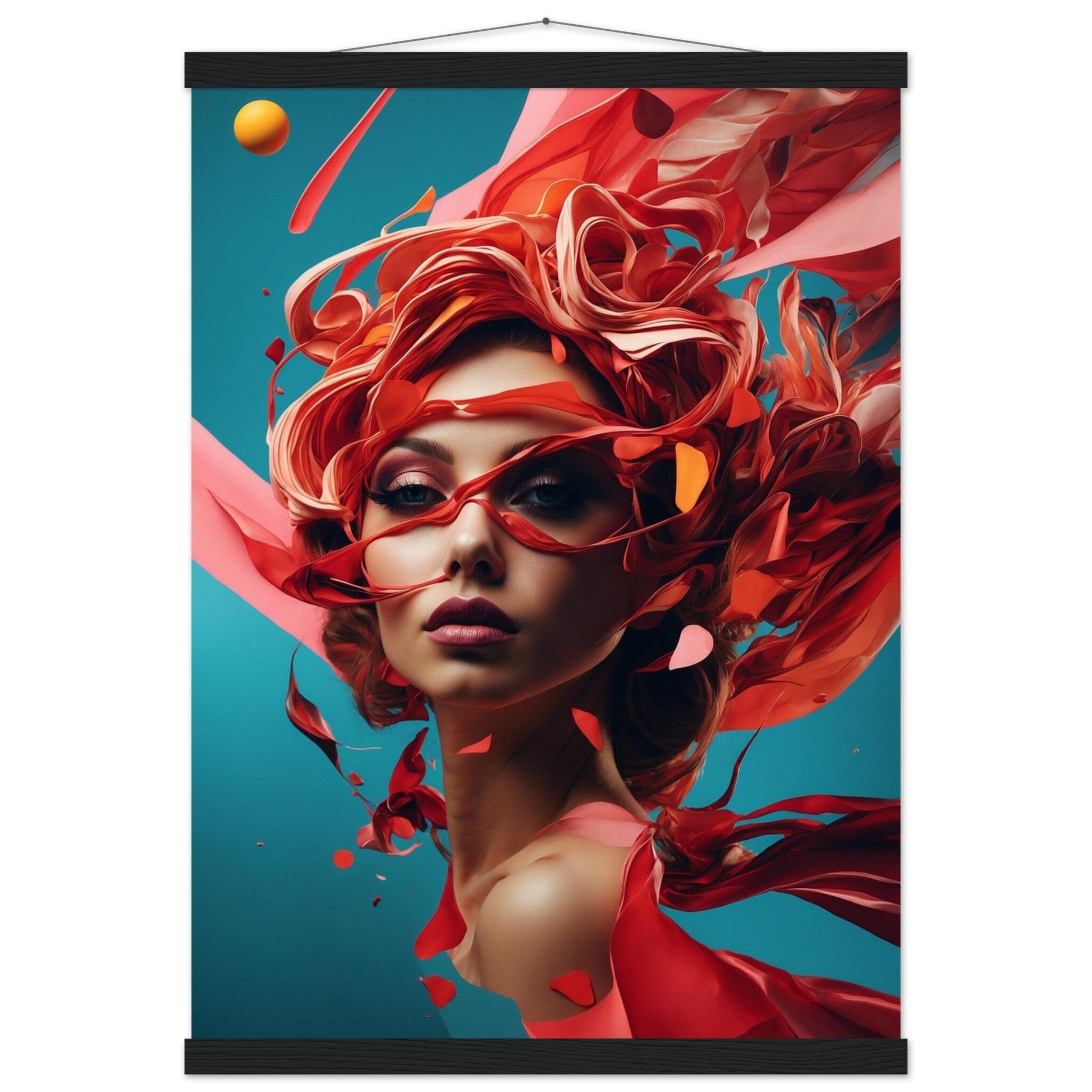 Premium Matte Paper Poster with Hanger - Minimalistische Kunstpräsentation mit Holzhänger Print Material Modern Masterpieces A2 (42 x 59.4 cm) Black wall hanger 