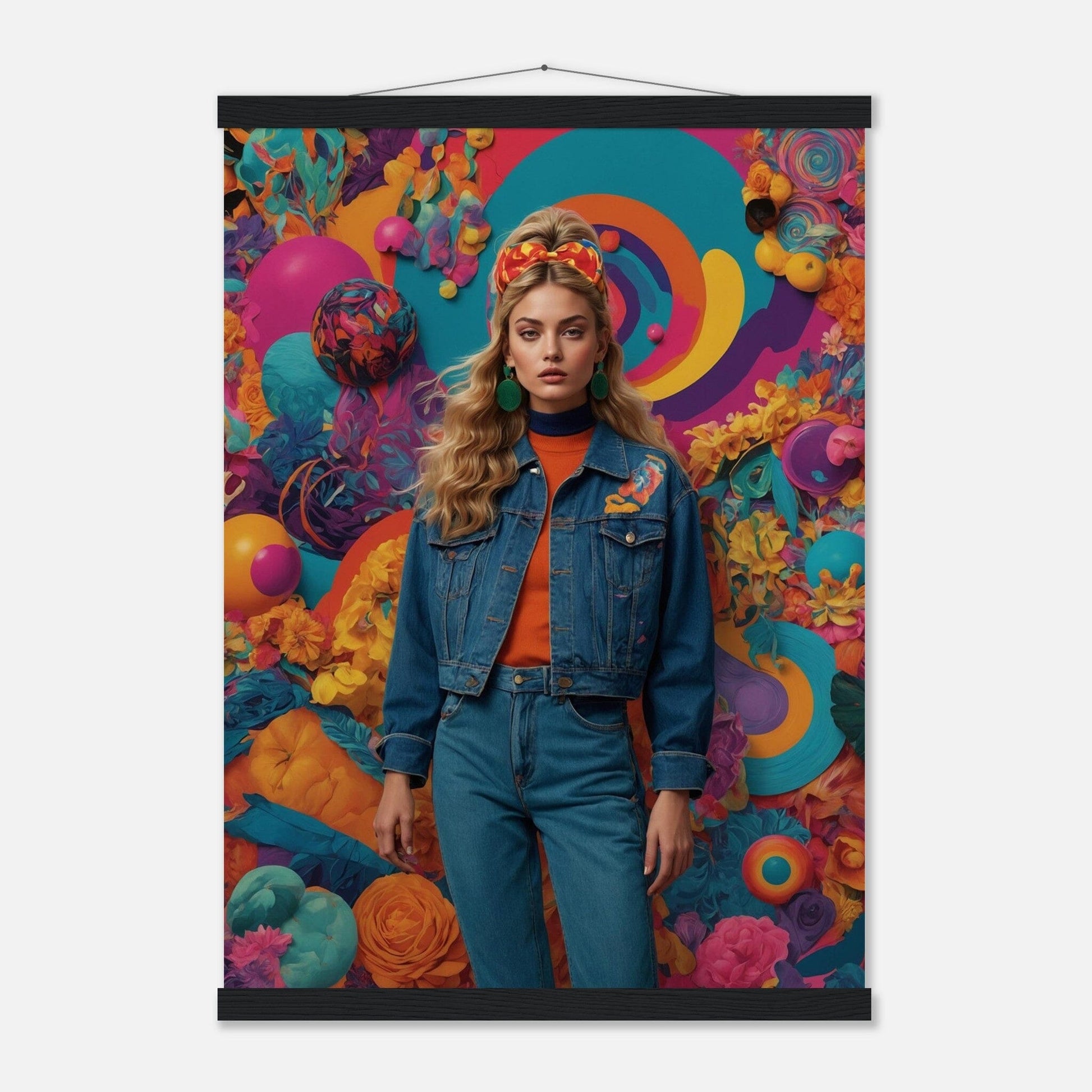 Premium Matte Paper Poster with Hanger - Minimalistische Kunstpräsentation mit Holzhänger Print Material Modern Masterpieces A2 (42 x 59.4 cm) Black wall hanger 