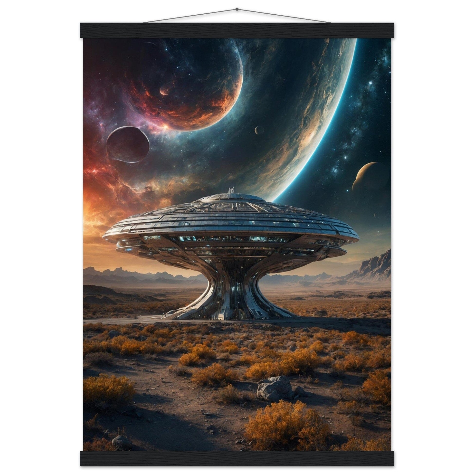 Premium Matte Paper Poster with Hanger - Minimalistische Kunstpräsentation mit Holzhänger Print Material Modern Masterpieces A2 (42 x 59.4 cm) Black wall hanger 