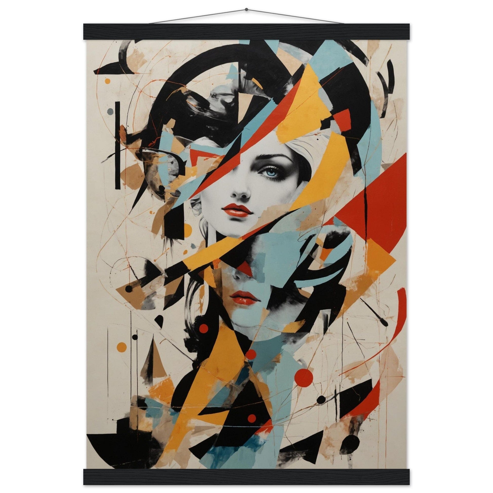 Premium Matte Paper Poster with Hanger - Minimalistische Kunstpräsentation mit Holzhänger Print Material Modern Masterpieces A2 (42 x 59.4 cm) Black wall hanger 
